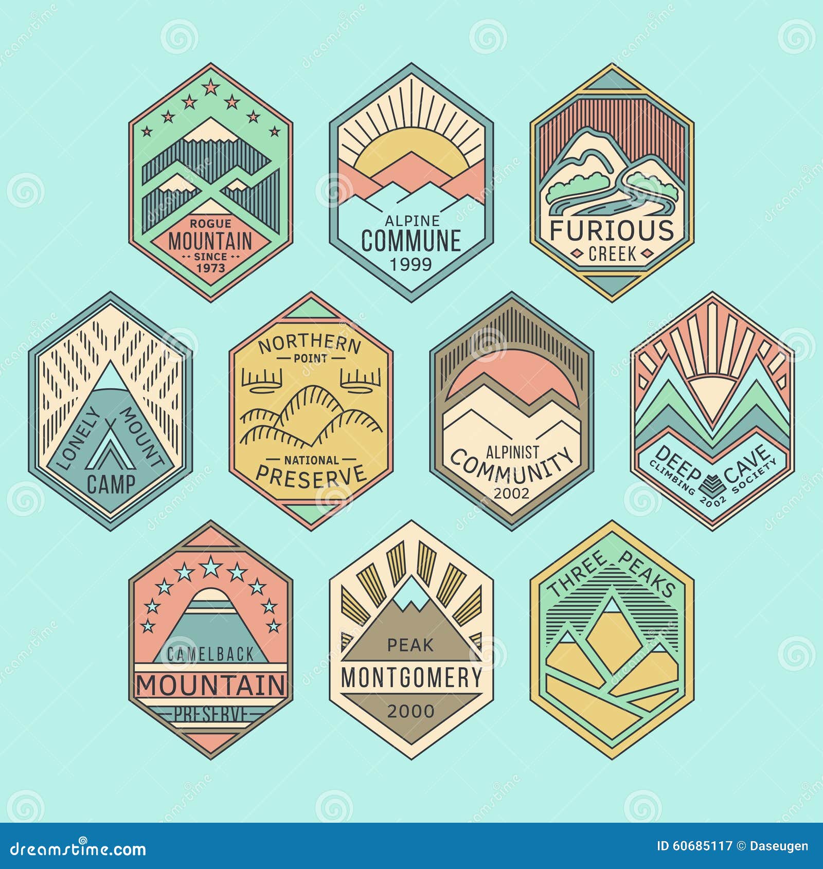 mountain badges linear 1color