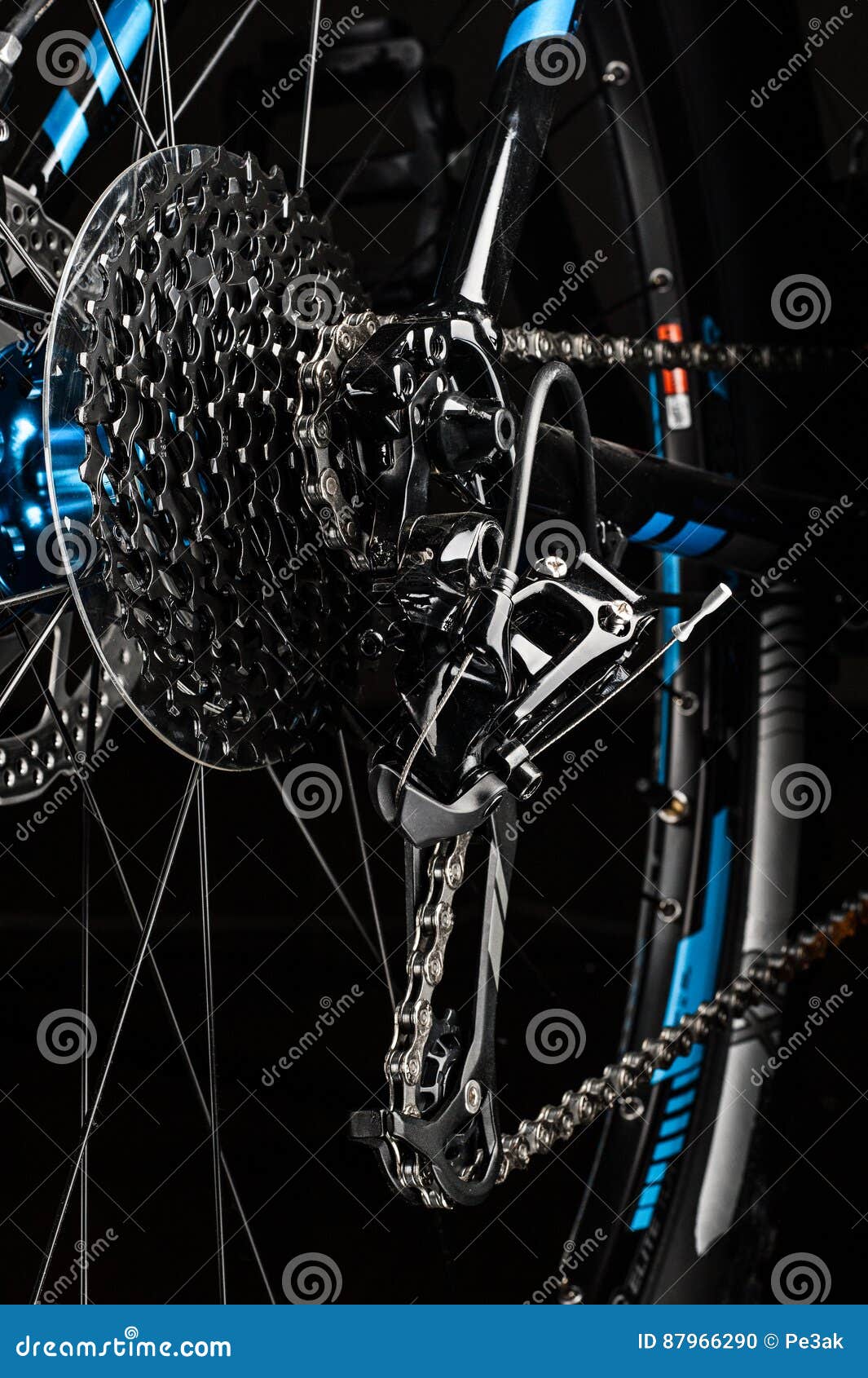 Mountain Bicycle Gears System on Dark Background Stock Photo Image of