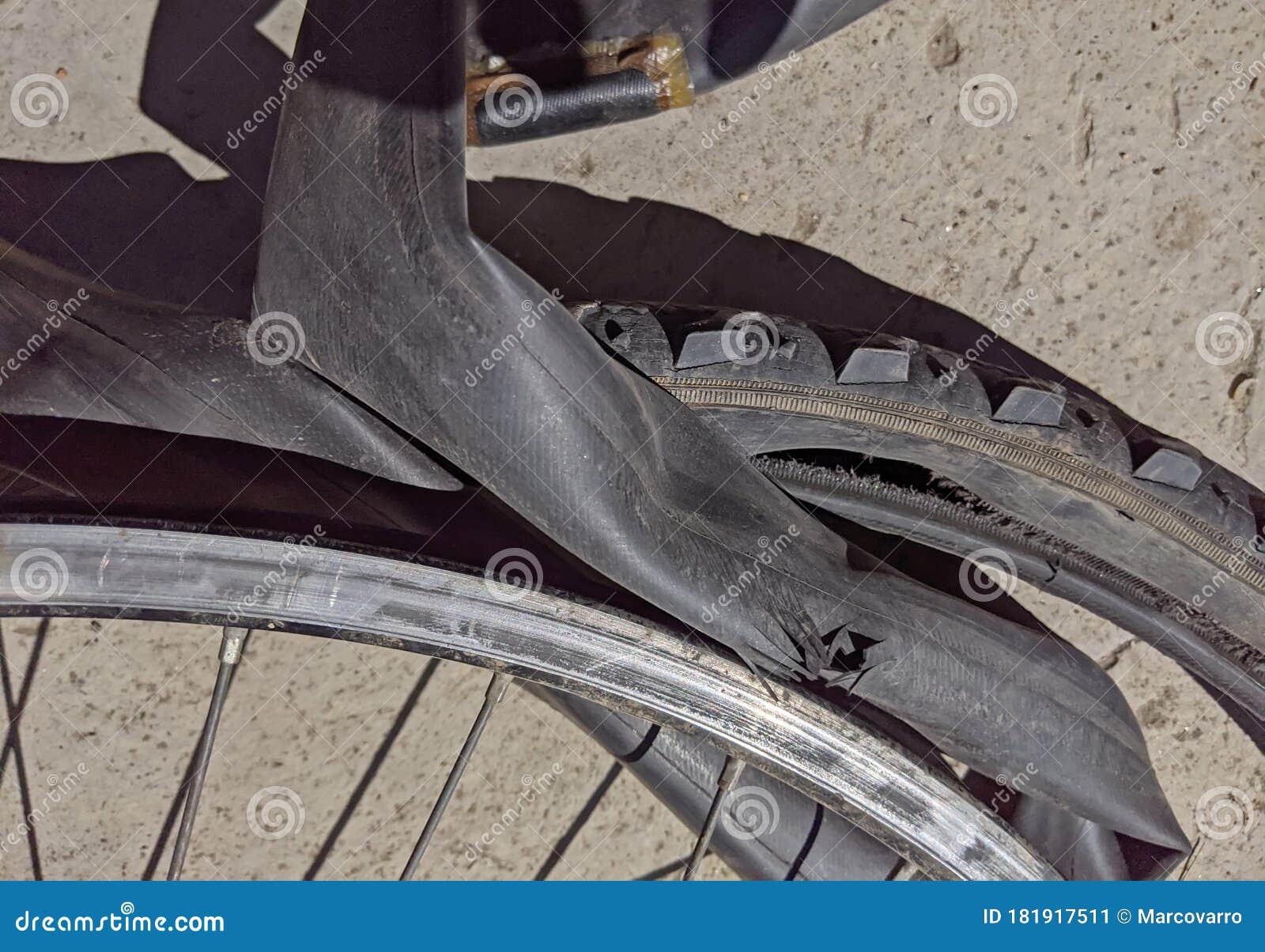 Mountain Bike with Flat Tire Stock Image Image of leisure, deflate