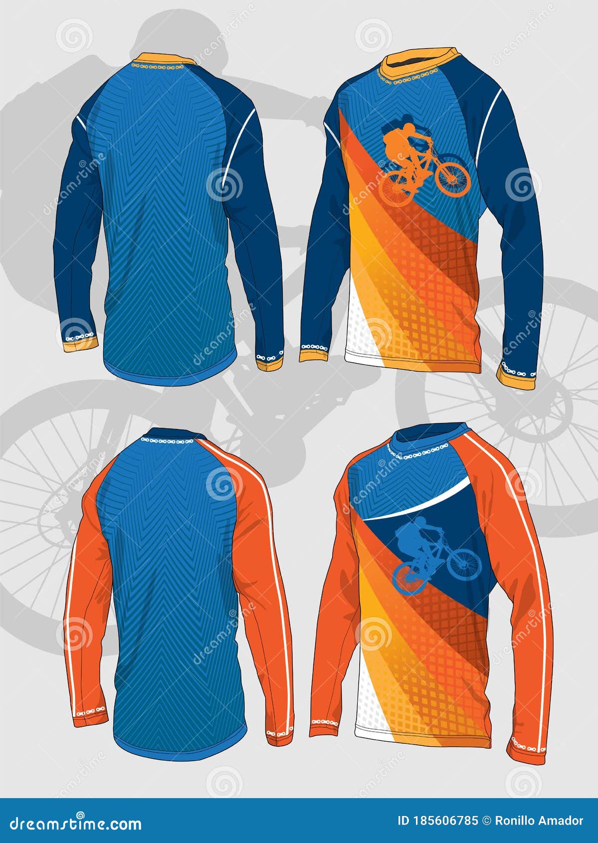 Mountain Bike Long Sleeve Jersey Vector Template Stock Vector Illustration Of Bike Extreme 185606785