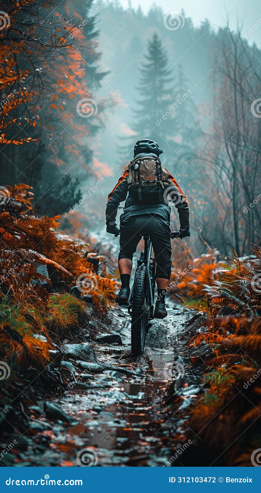 Mountain Biker Navigating a Rugged Trail Stock Photo - Image of daunt 