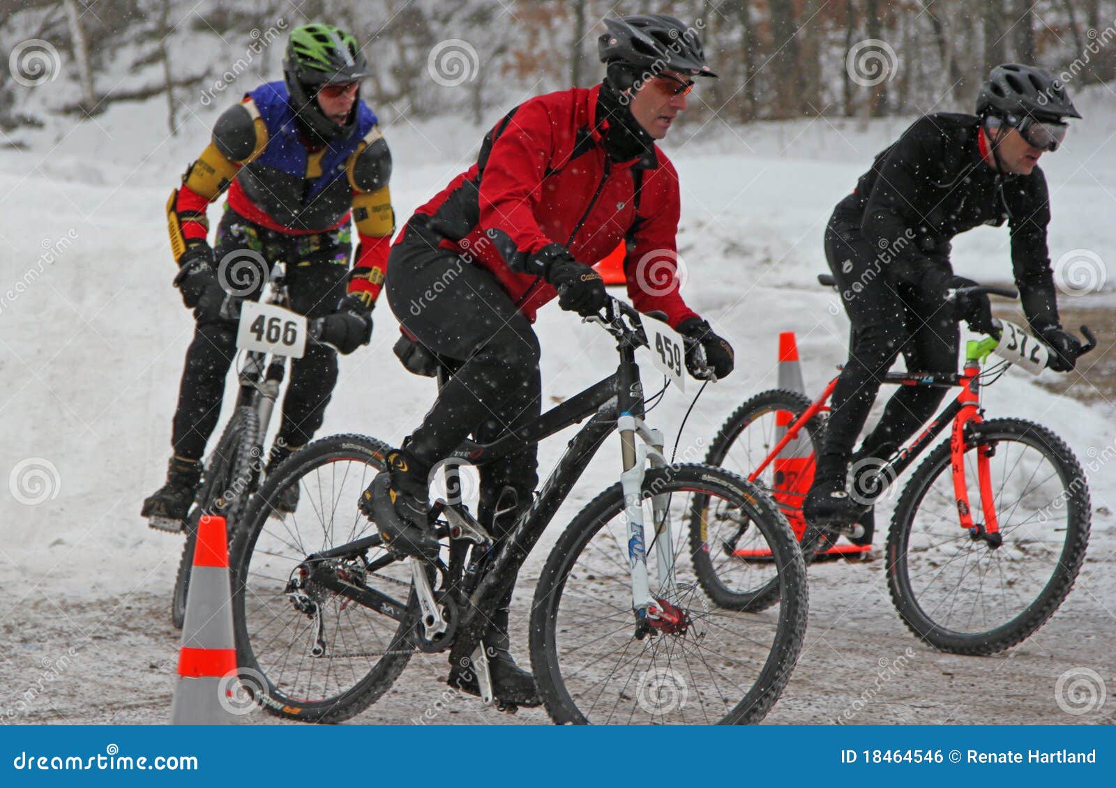 Mountain Bikers Competing in Winter Race Editorial Photo Image of
