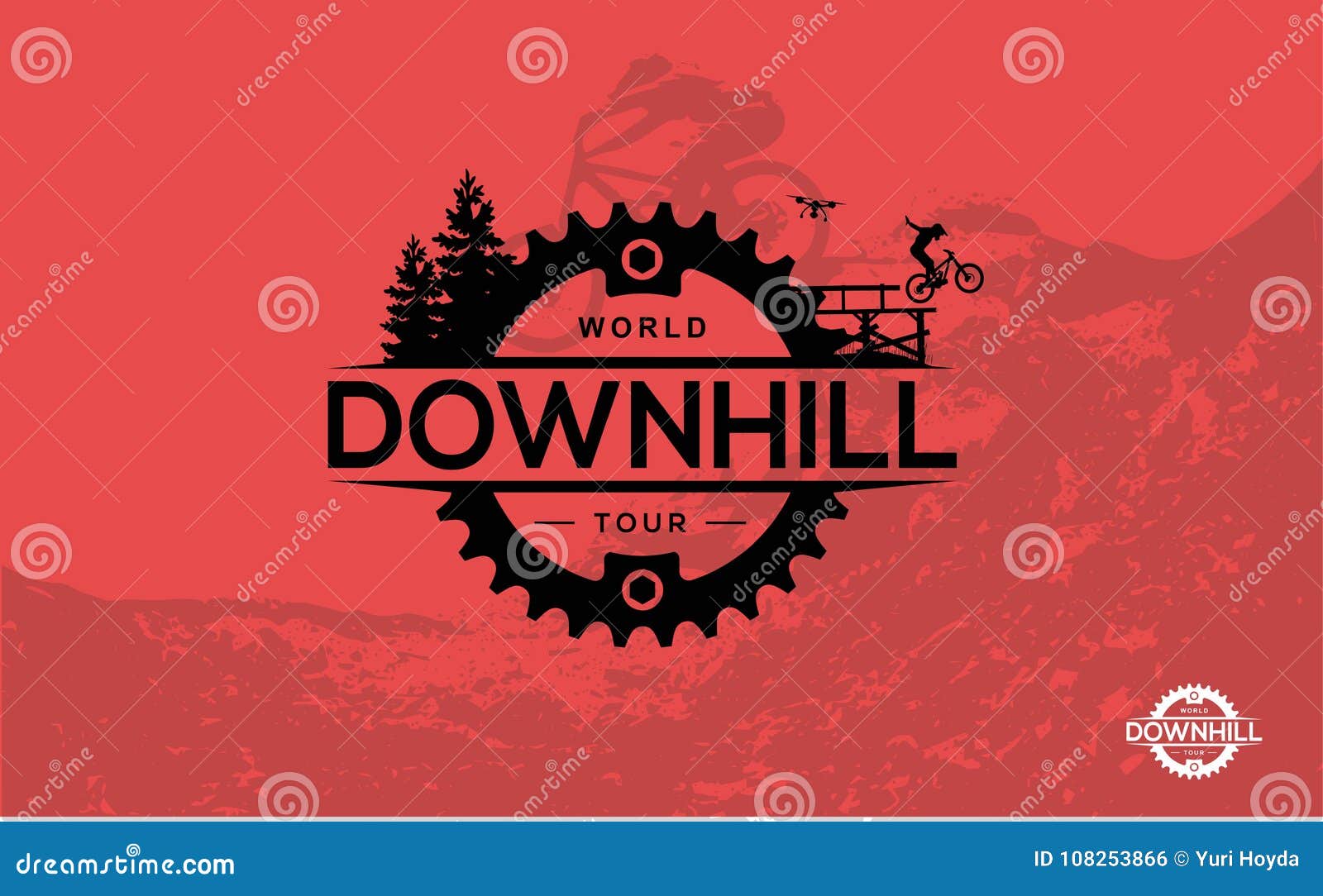 mountain biking. downhill, freeride, extreme sport.  ilustr