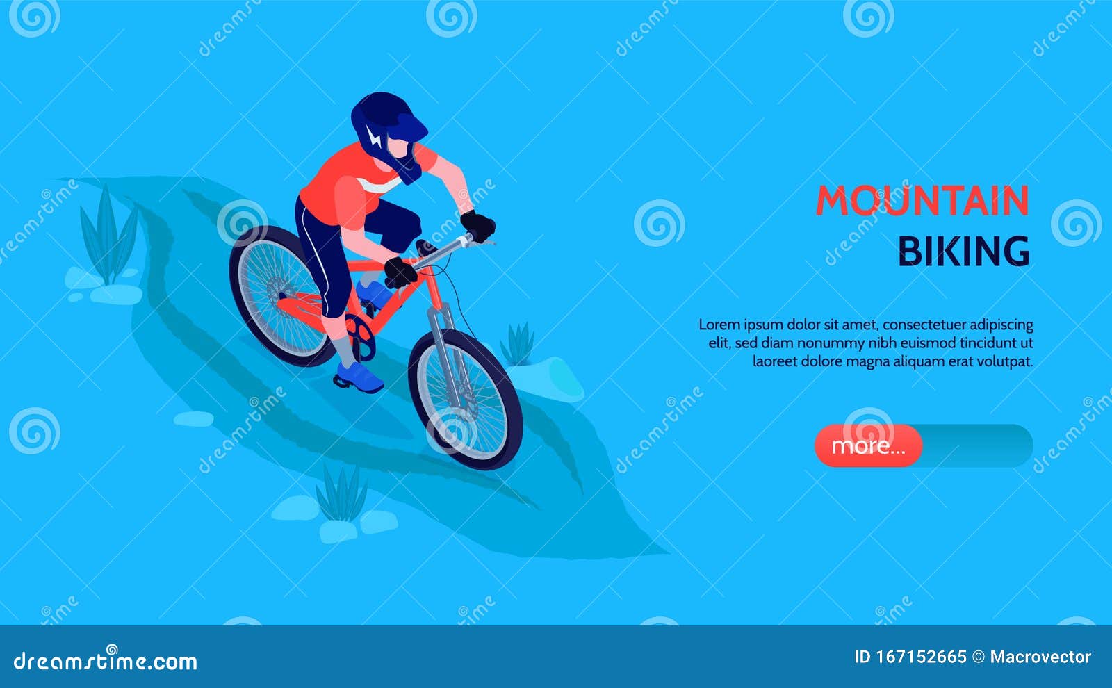 Mountain Biking Horizontal Banner Stock Vector - Illustration of ...