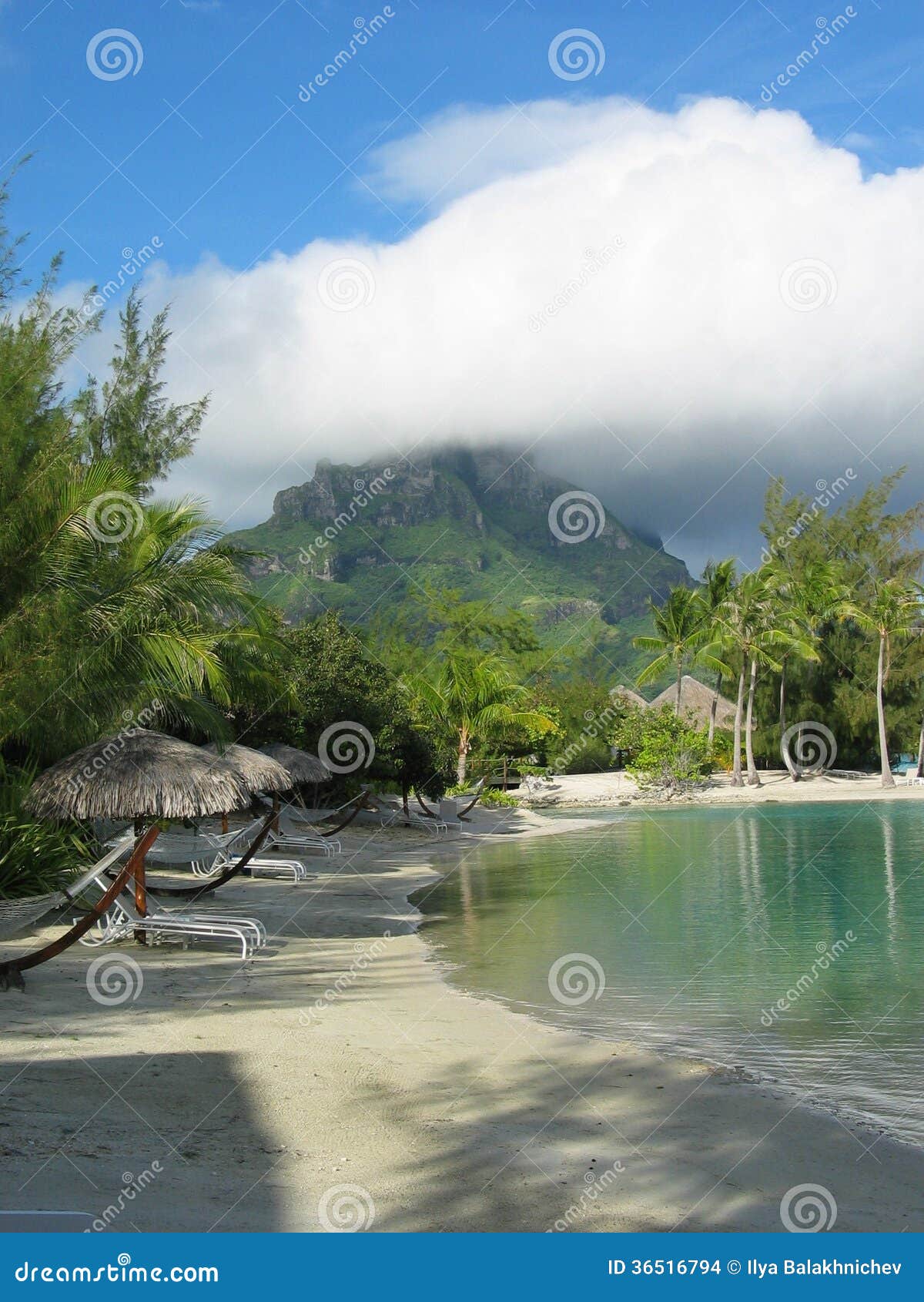 mountain bora-bora french polinesia with lagoon