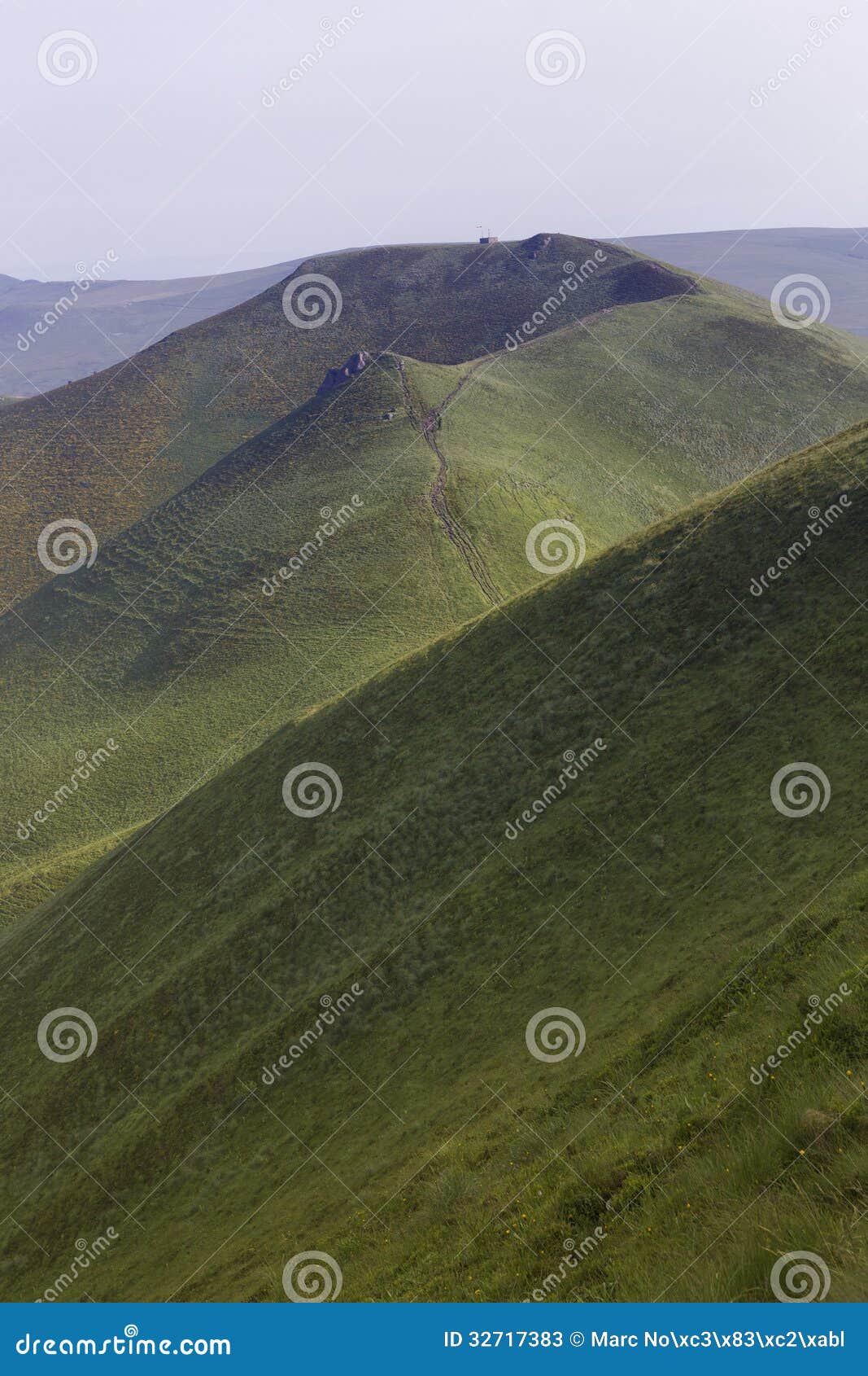 Mountain chain auvergne. Hiking trail on top of moutons close to puy de l angle france auvergne