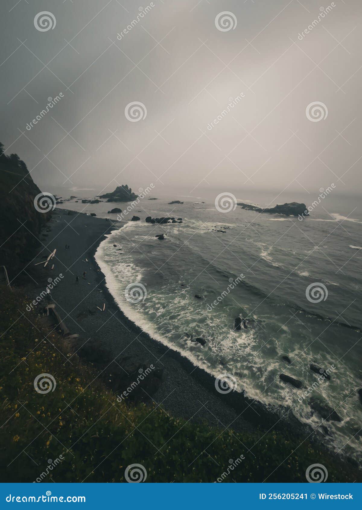 Mountain Cliff Near the Ocean with Big Waves Stock Image Image of