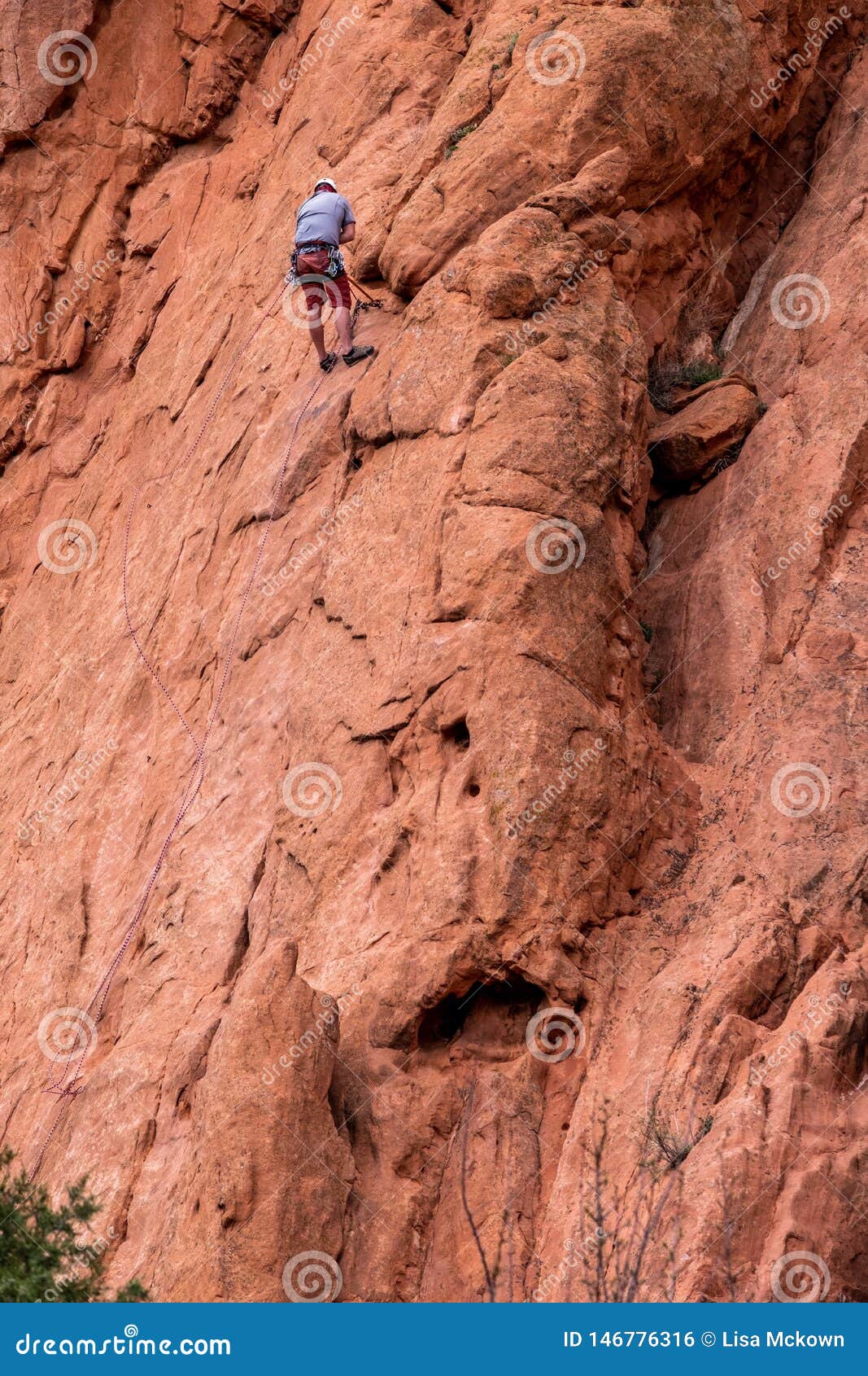 Mountain Climber Rock Climbing At Garden Of The Gods Colorado