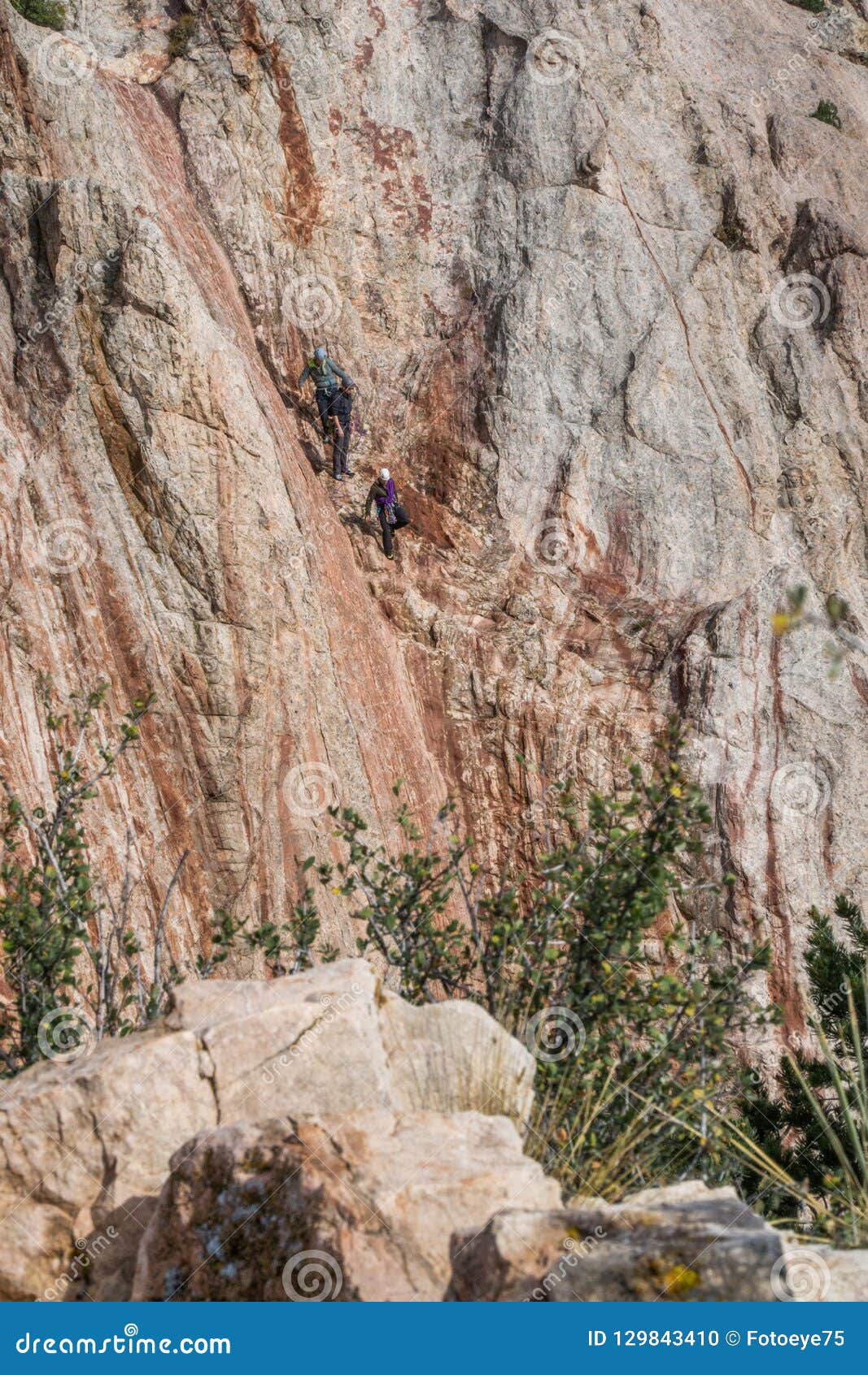 Mountain Climbers On Cliff In Garden Of The Gods Colorado Stock