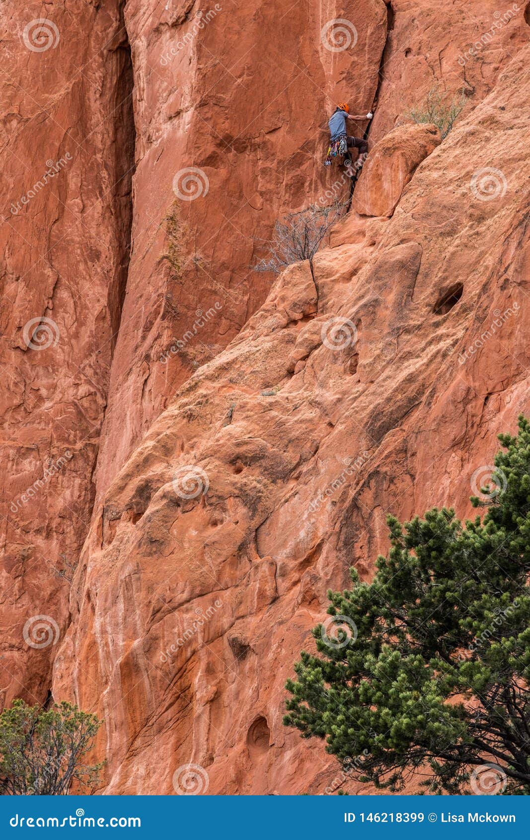 Mountain Climbing Rock Slifee At Garden Of The Gods Colorado
