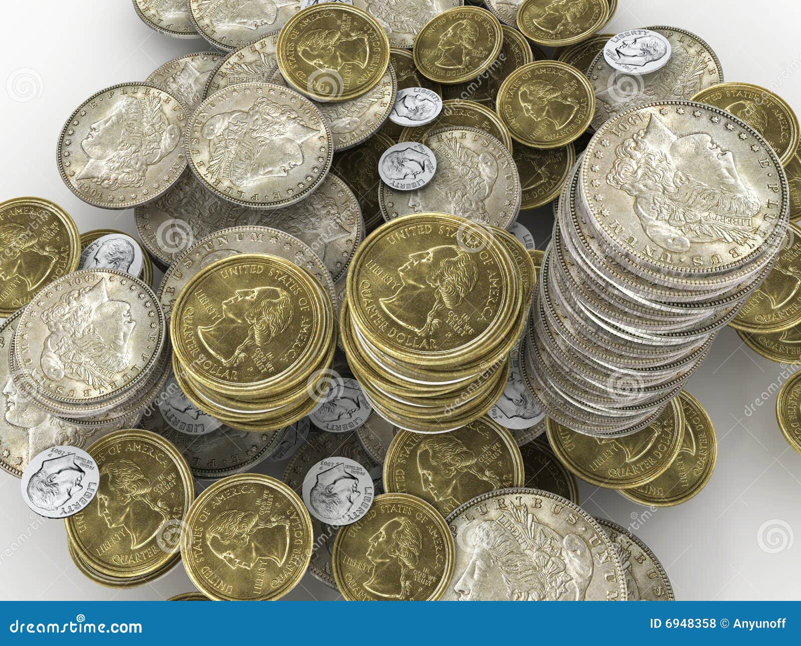 Mountain from coins stock illustration. Illustration of coin 6948358