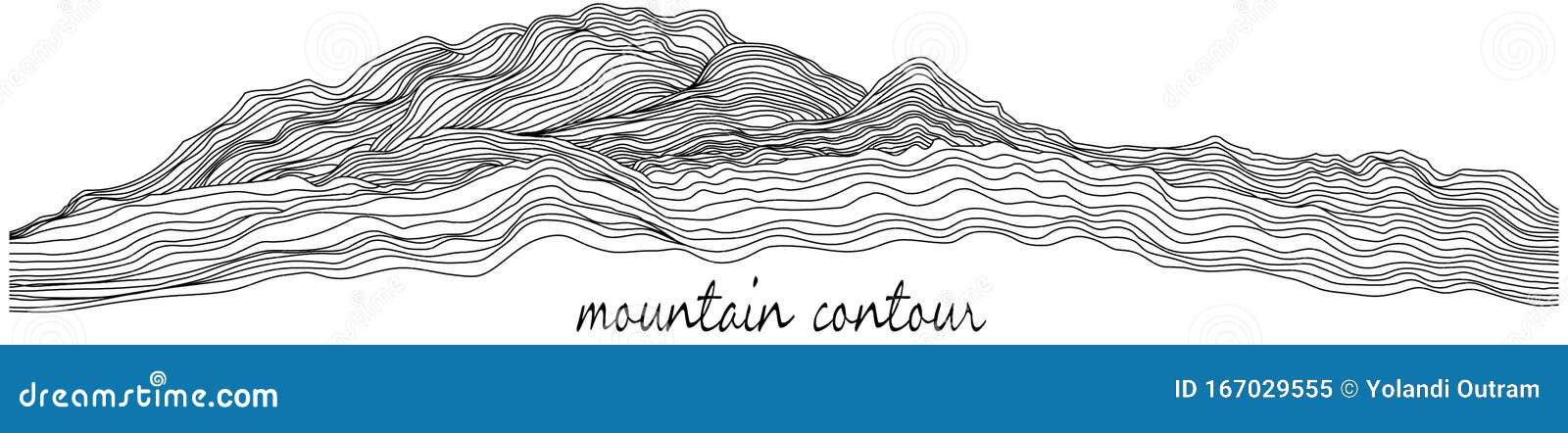 mountain contour line art   on white background