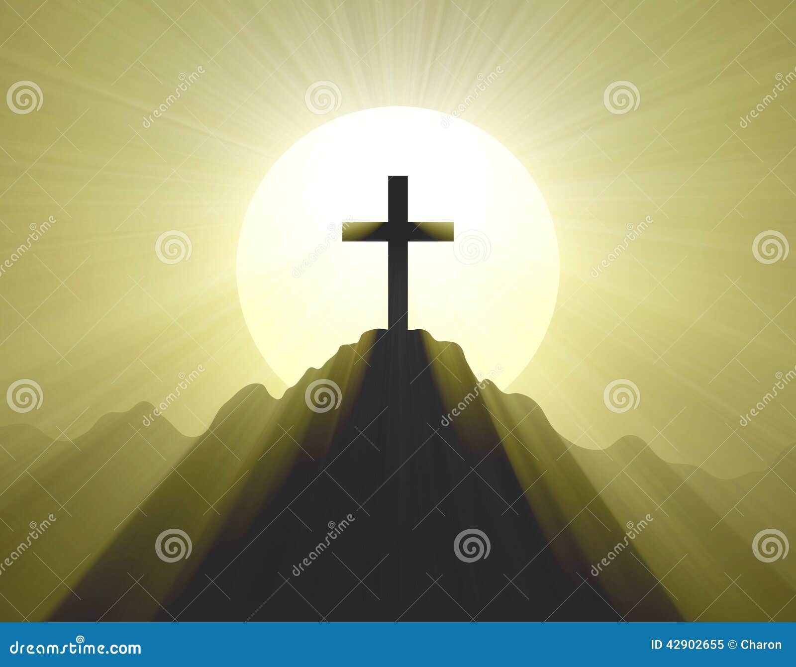 Mountain Top Cross Holy Light Halo Stock Illustration - Image: 42902655