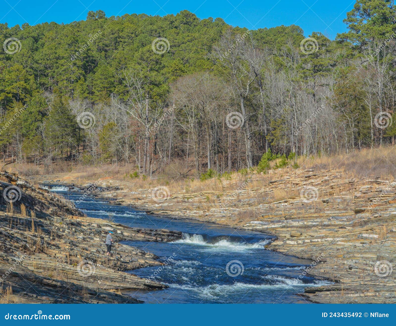 Mountain Fork River Winding through Beavers Bend State Park in Broken