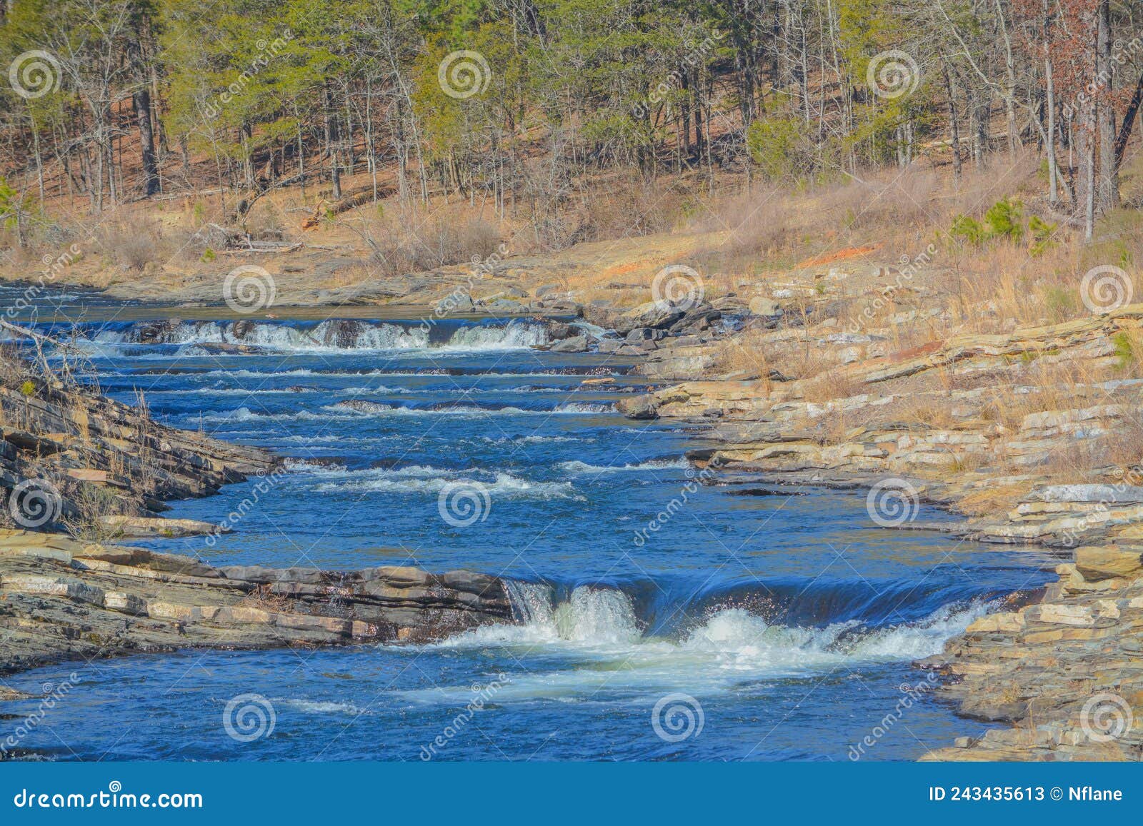 Mountain Fork River Winding through Beavers Bend State Park in Broken