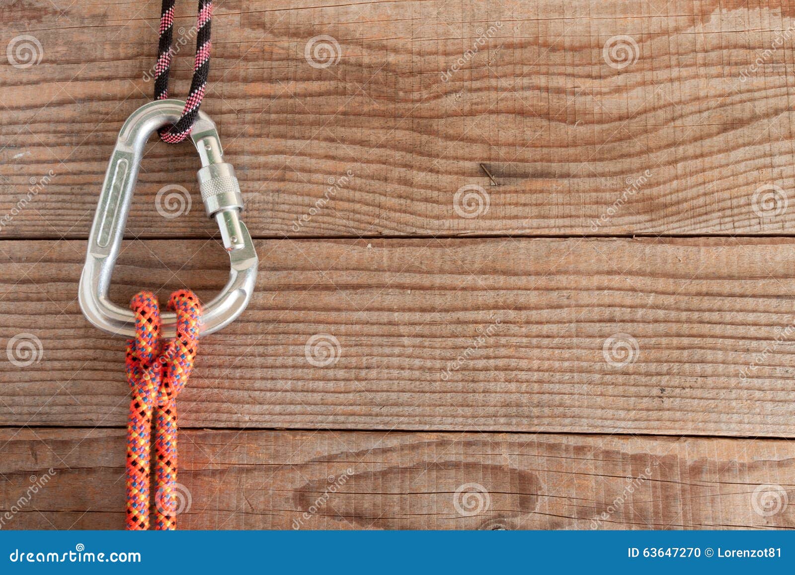 Mountain Gear for Climbing Clove Hitch Knot Stock Photo Image of