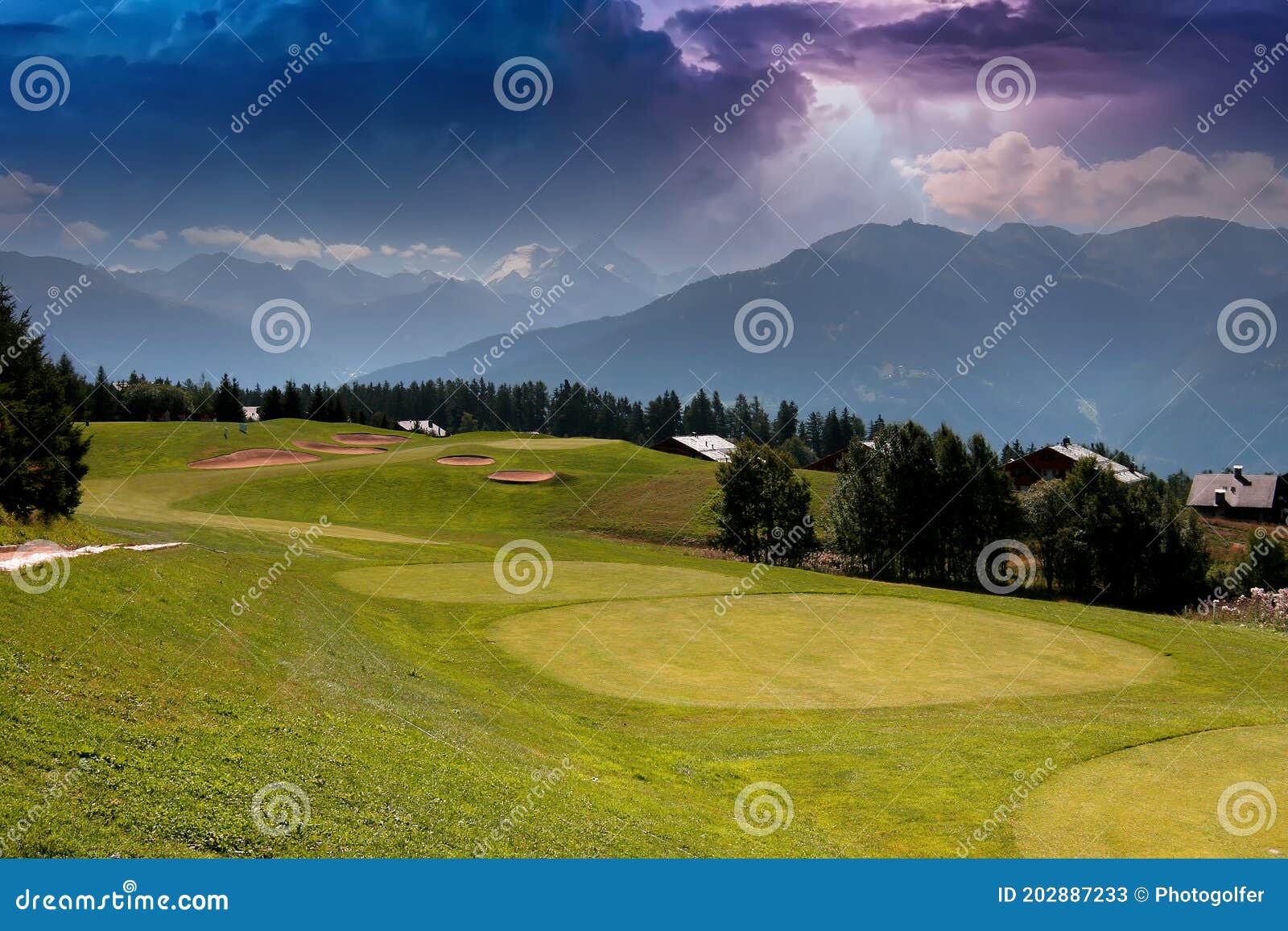 mountain golf course in crans-montana