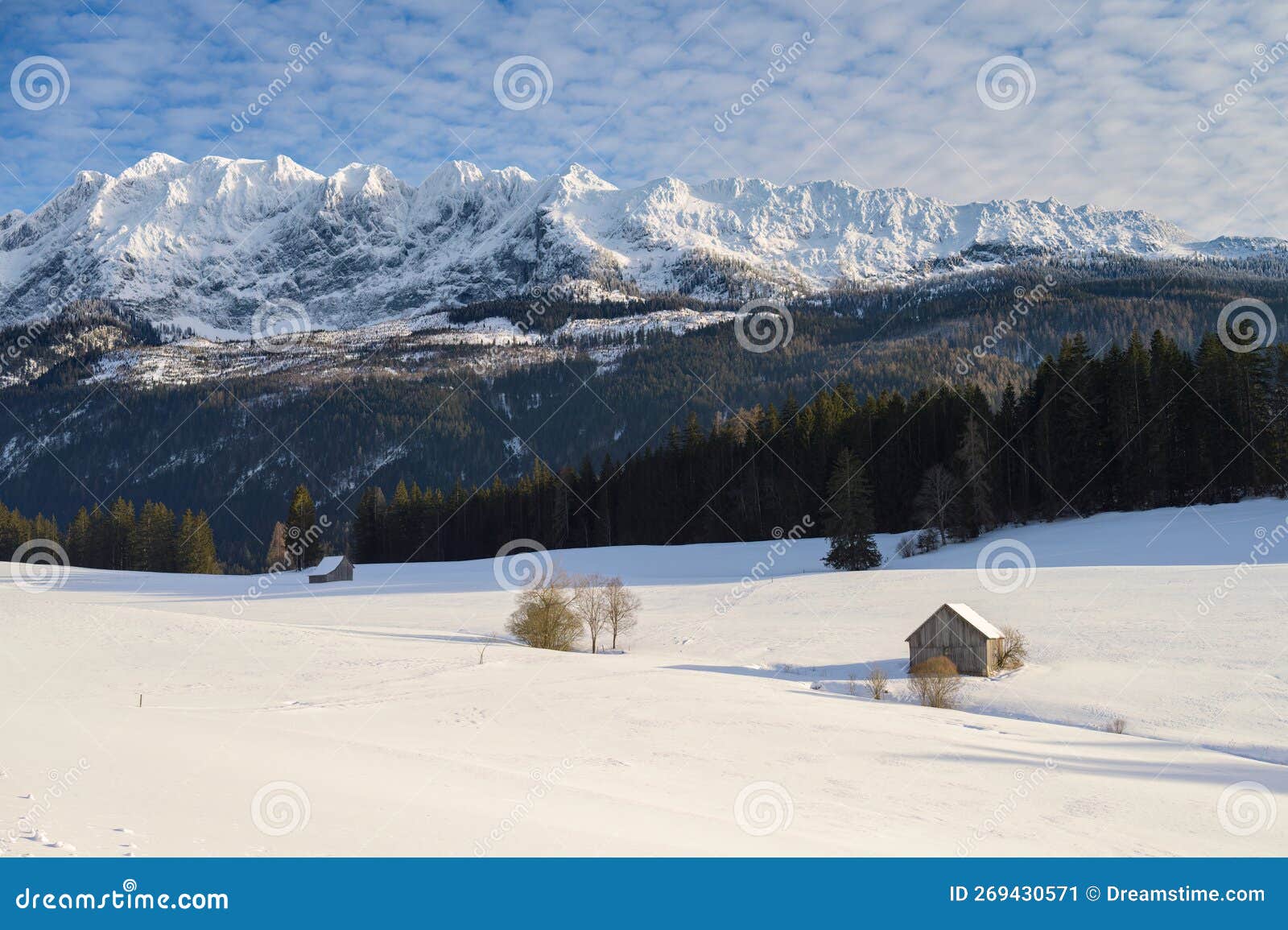 mountain grimming on a cold sunny day in winter