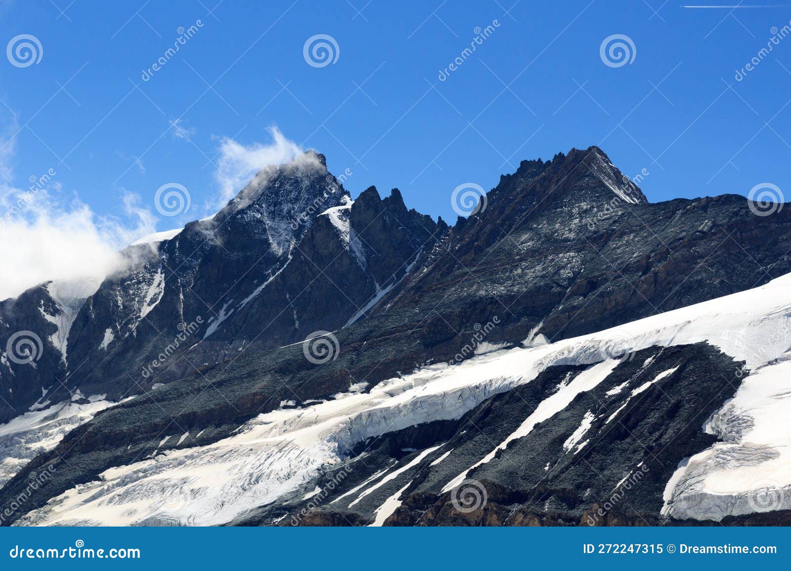 Mountain Grossglockner Panorama in Glockner Group, Austria Stock Image