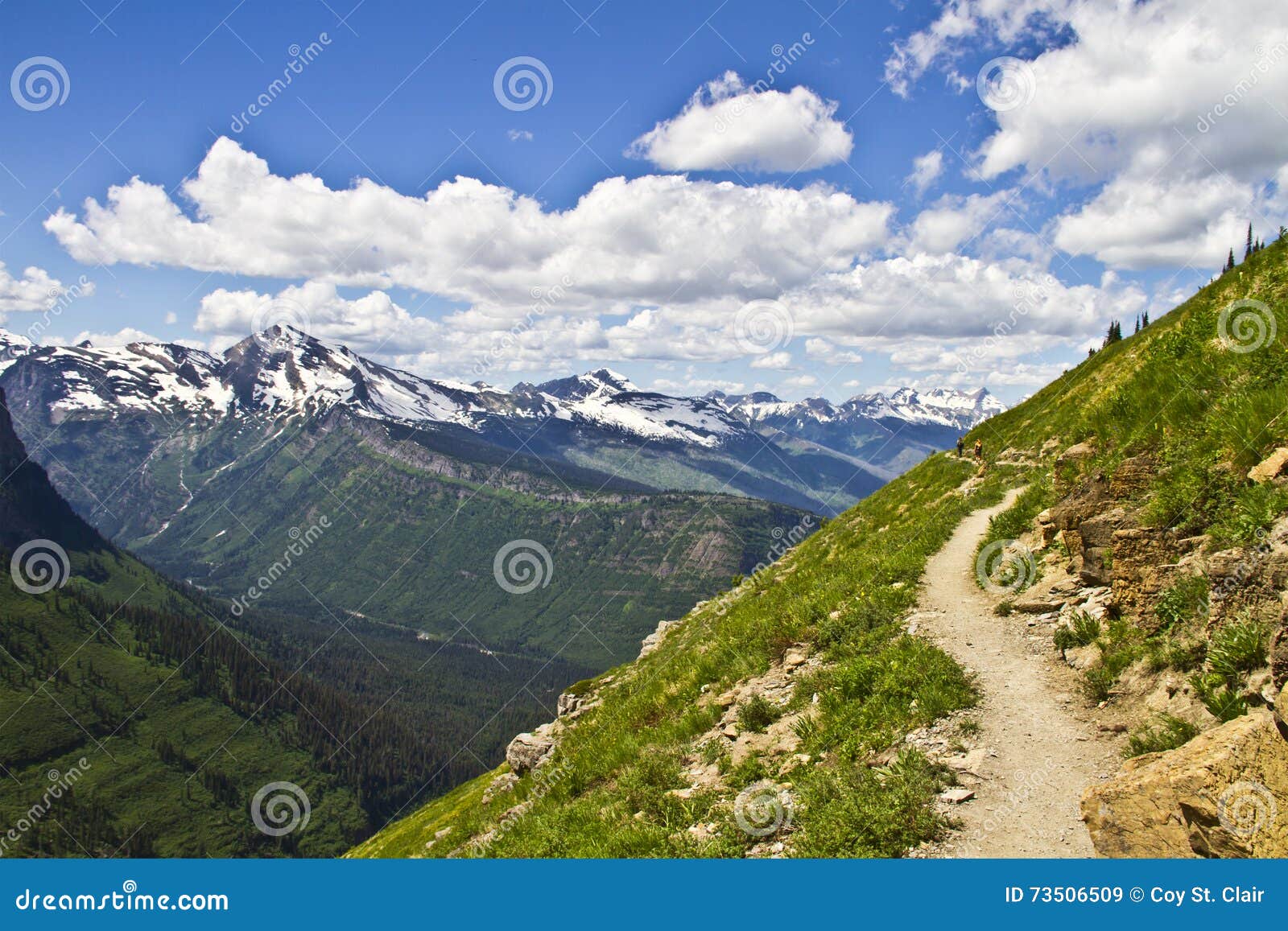 mountain hiking trail in glacier national park, montana, usa