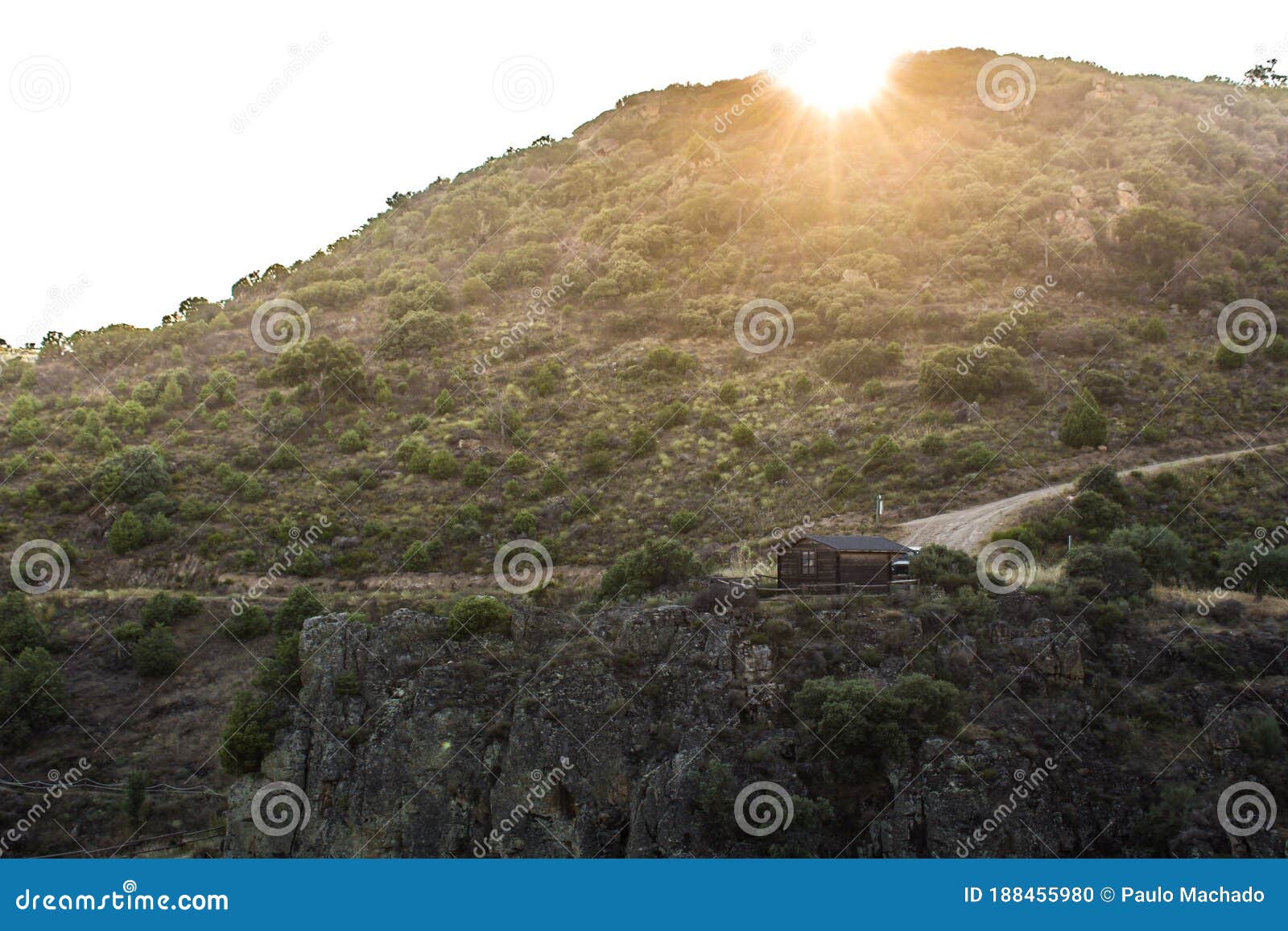 mountain house in douro internacional park at the sunset, in braganÃÂ§a