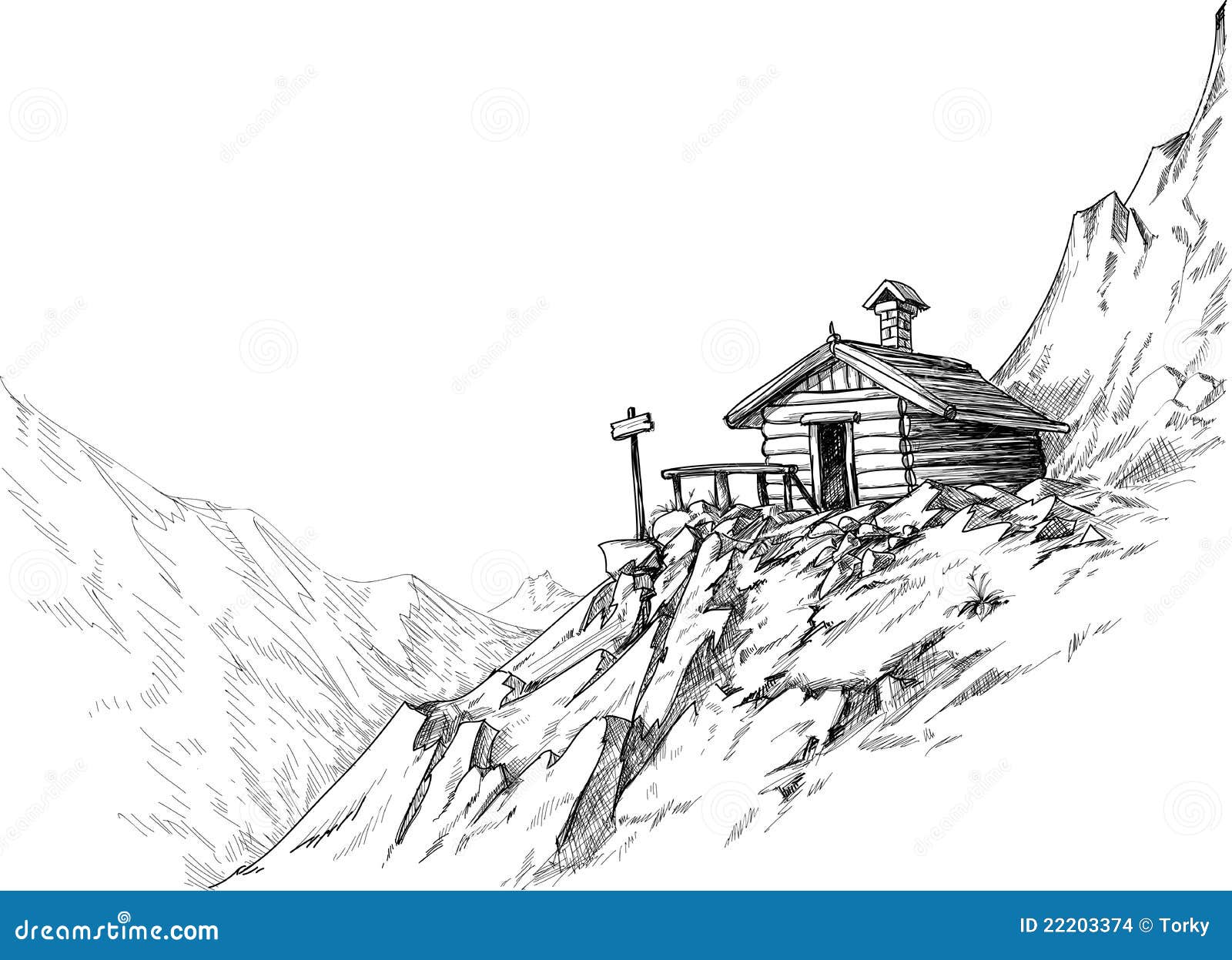 mountain hut sketch