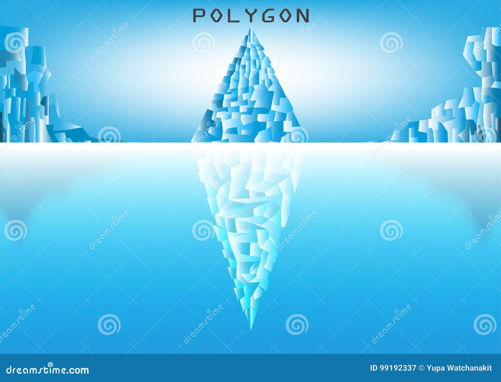 Mountain Ice Low Poly Style With Reflection Stock