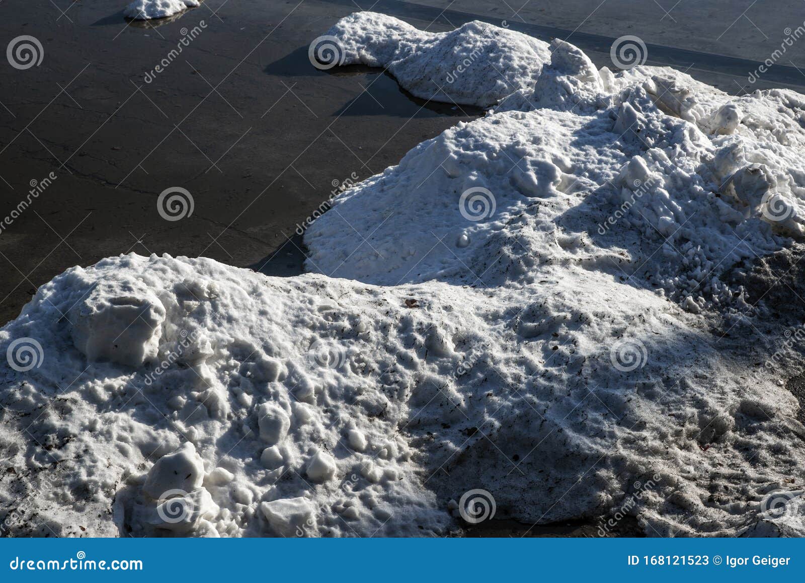 Mountain of Melting Snow Under the Sun on the Asphalt Stock Image Image of atmosphere