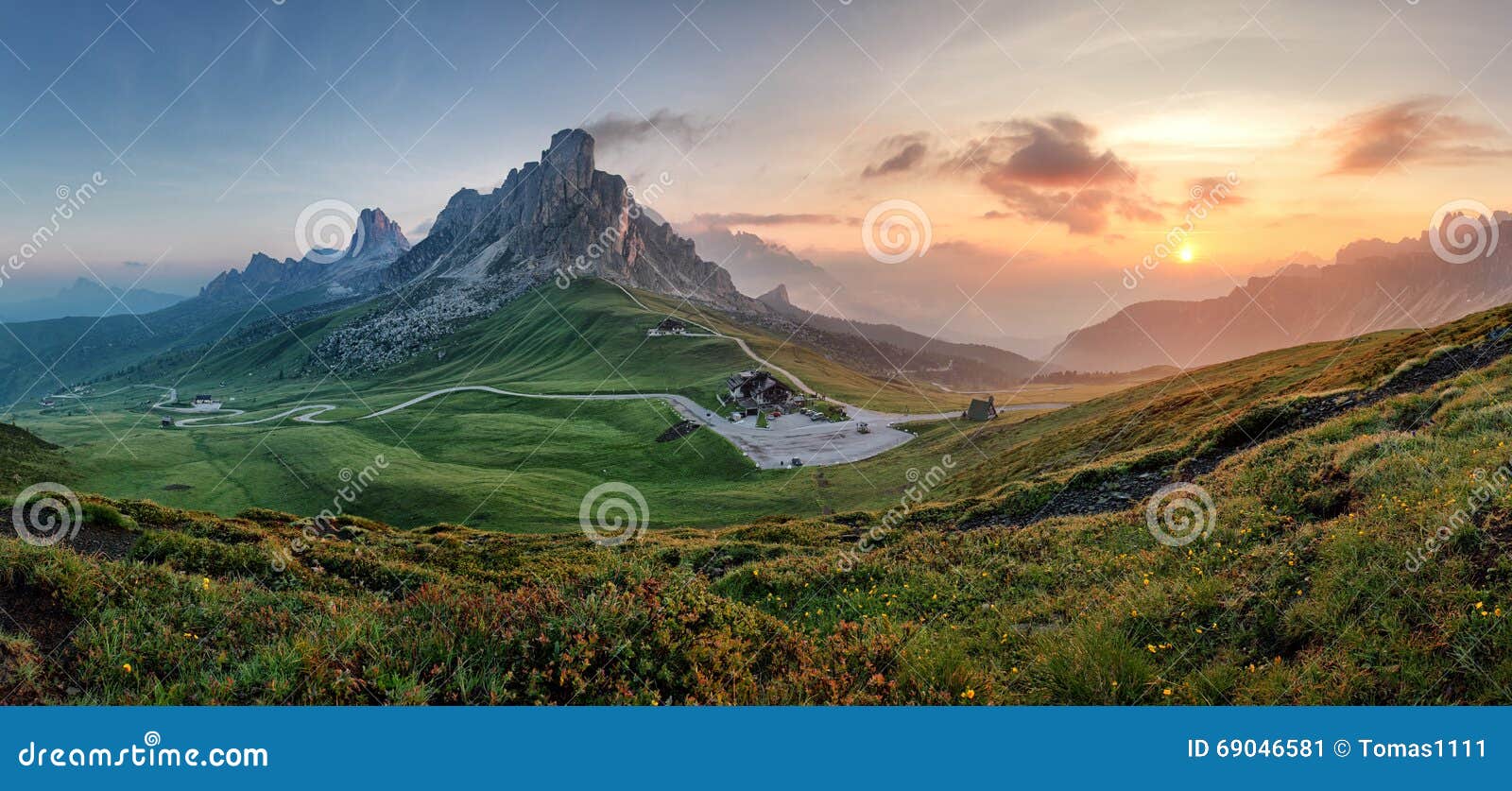 Mountain Nature Panorama in Dolomites Alps, Italy Stock Image Image
