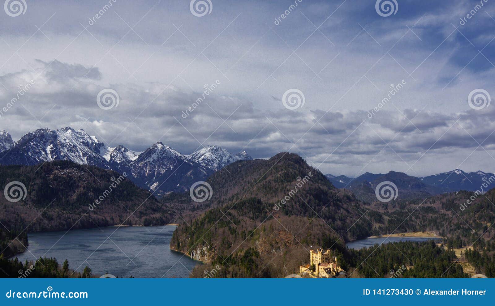 Mountain Panorama With Clouds Lake Forest Stock Photo Image Of Alpine