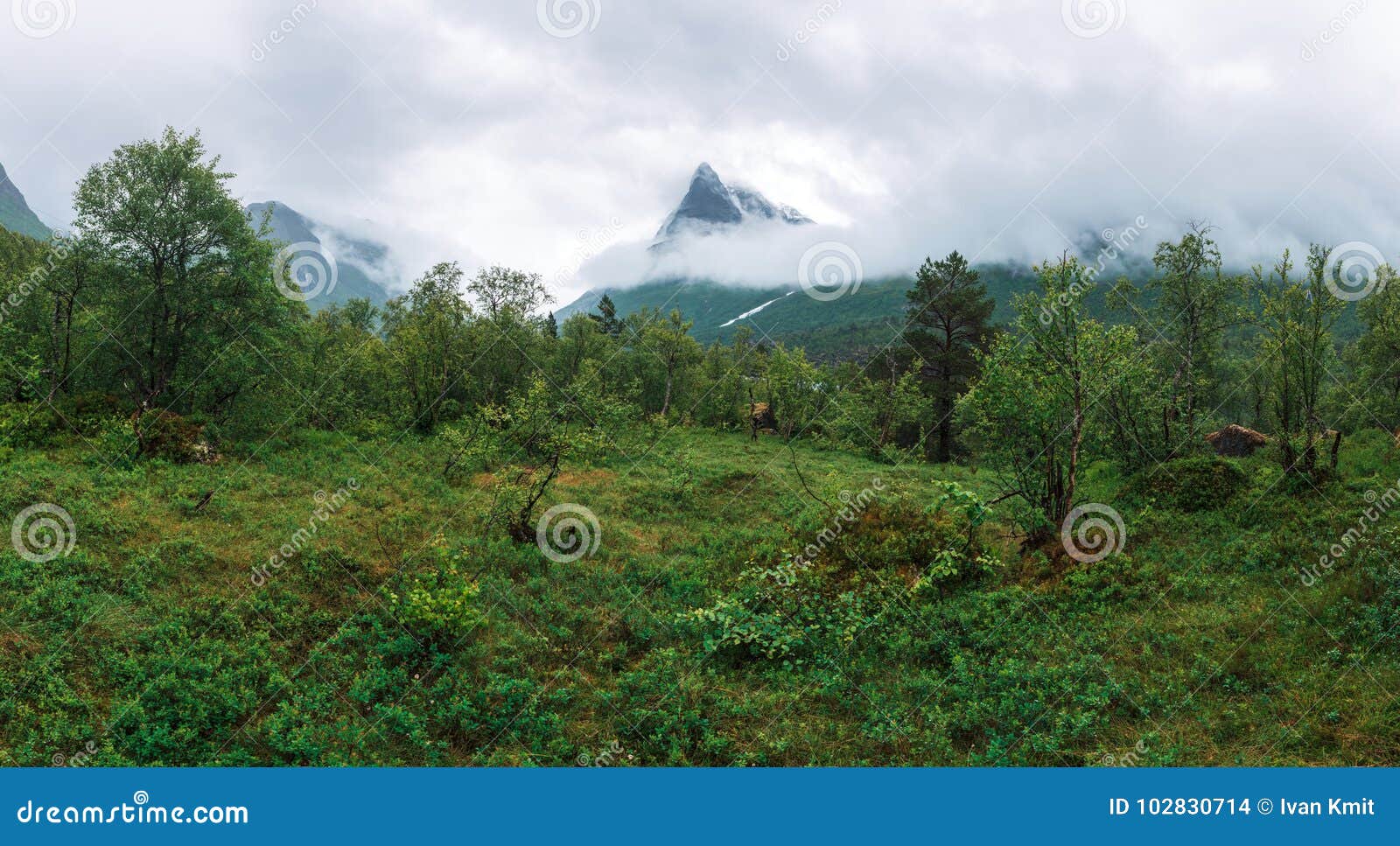 mountain peak in fog in innerdalen
