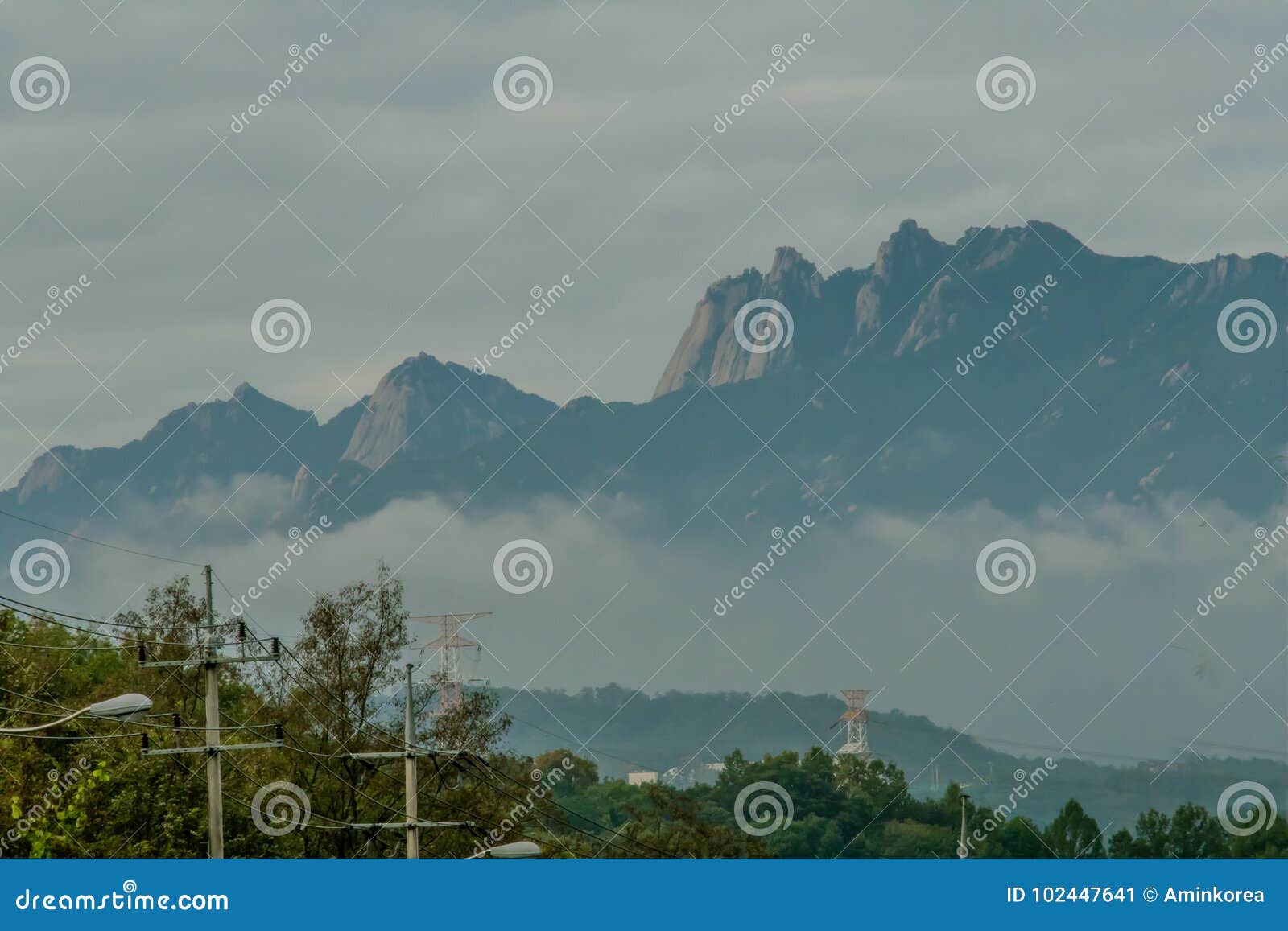 Mountain Peak Surrounded By Fog And Morning Mist Stock Image Image Of