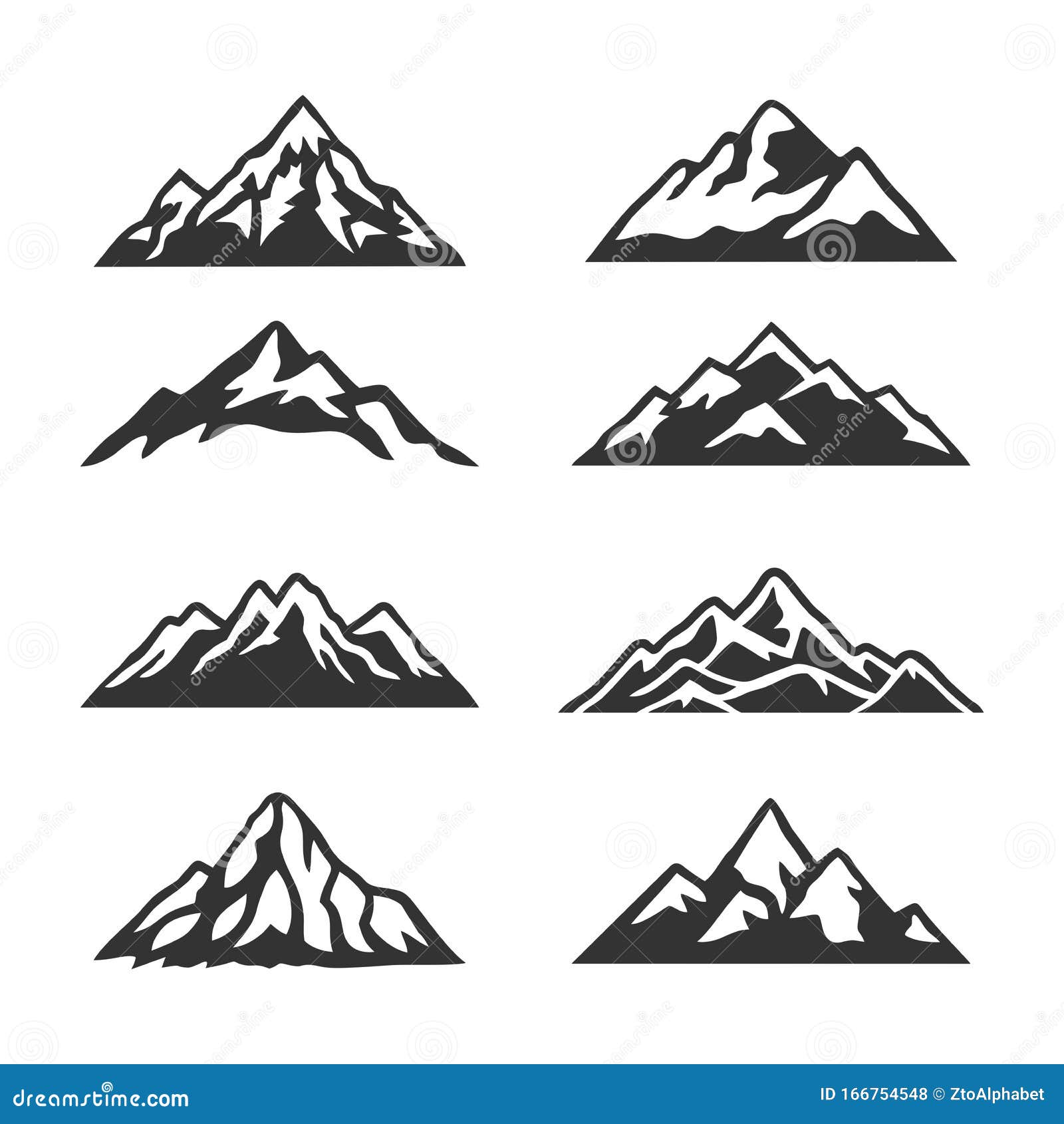 httpsmountain peaks silhouette clipart vector collection set mount design illustrator vector mountain silhouette clip art image166754548