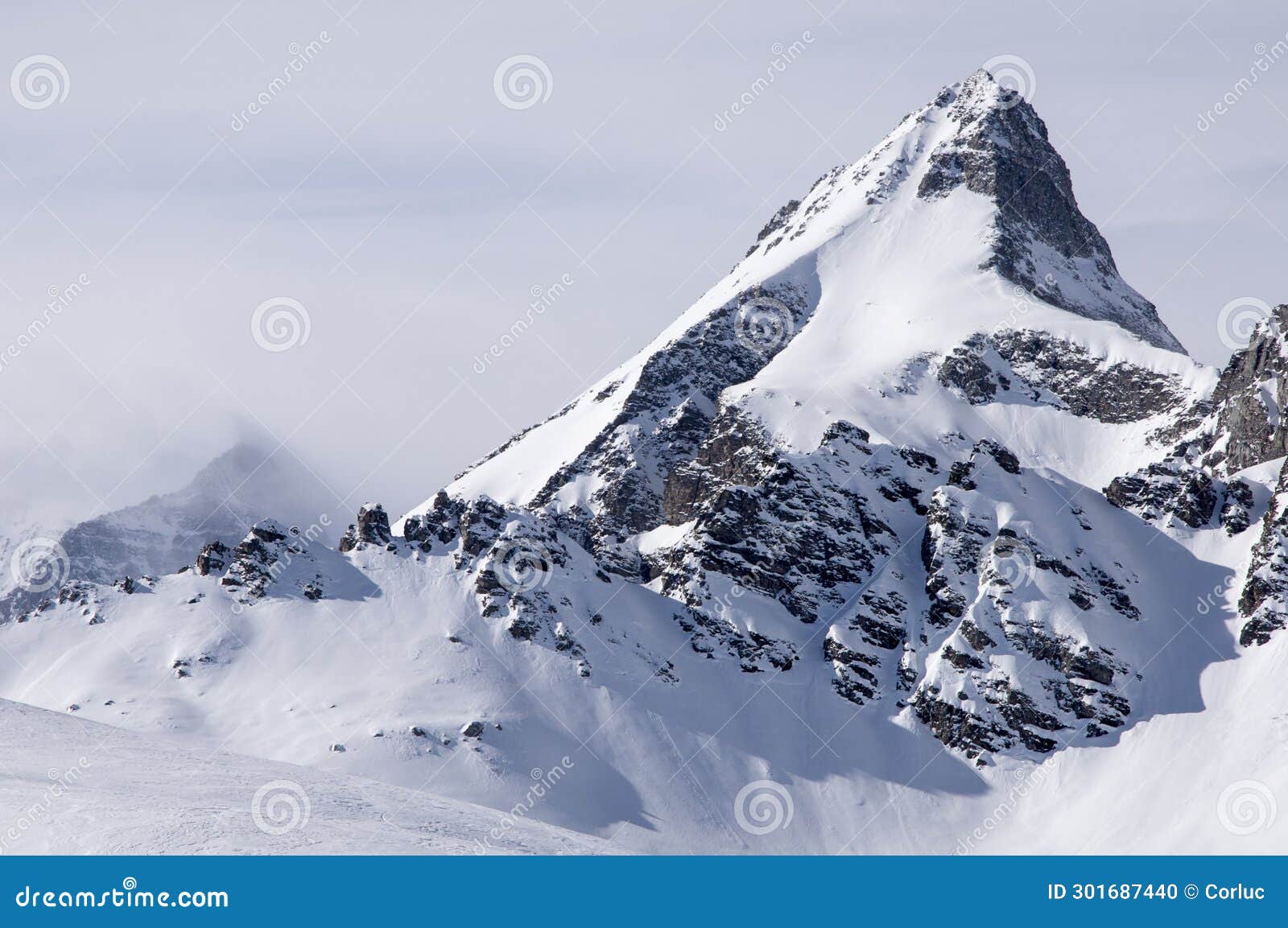 mountain peaks in winter, italian alps