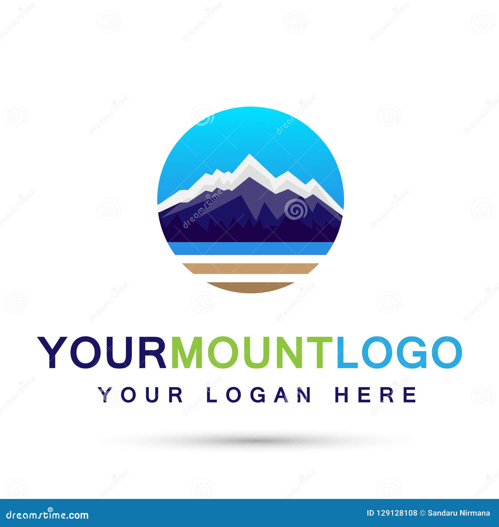 Mountain Range Sea Snow Ice Top Logo Circle Icons Symbol Logo Design on ...