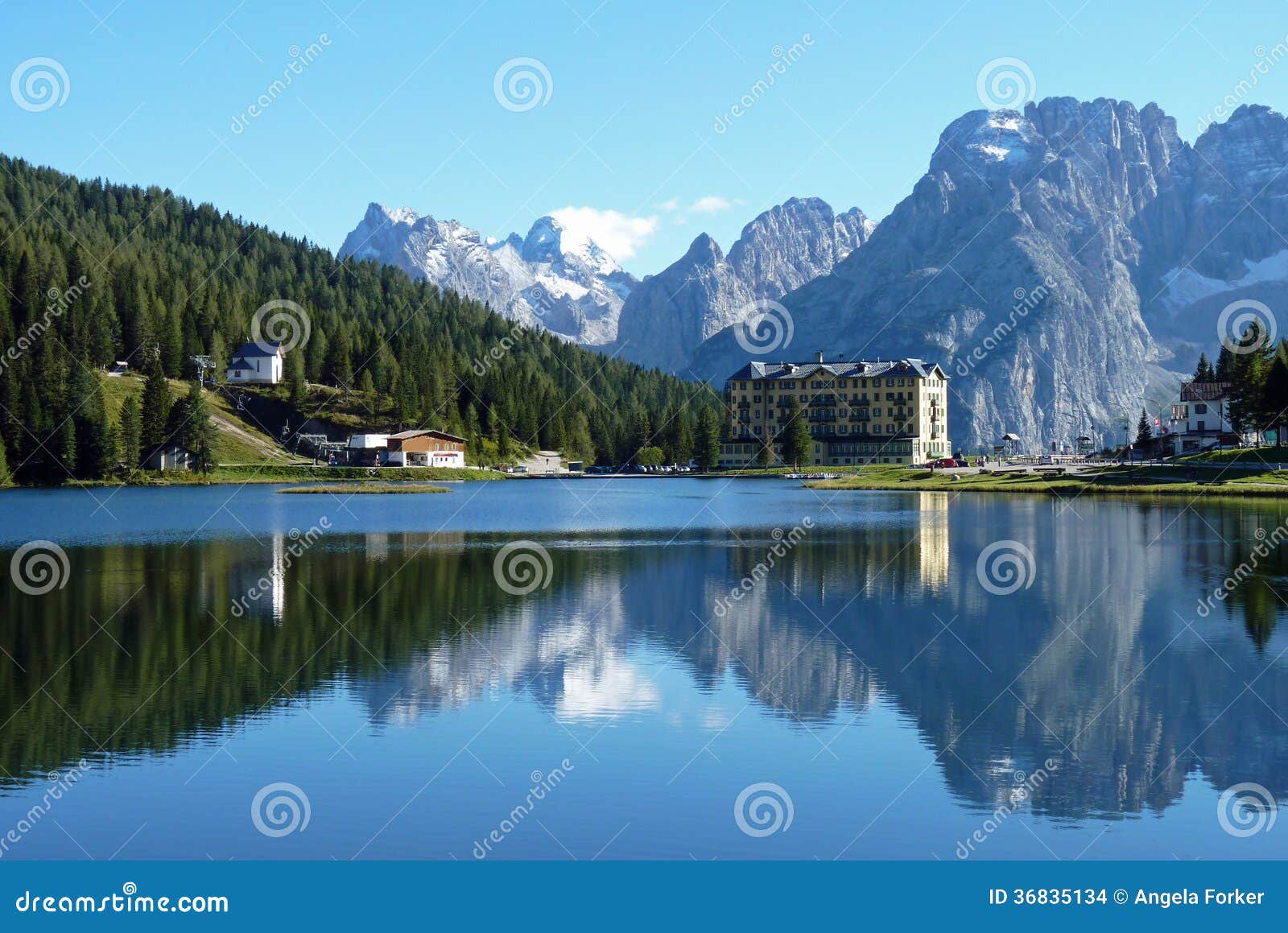 mountain reflections in lake misurina