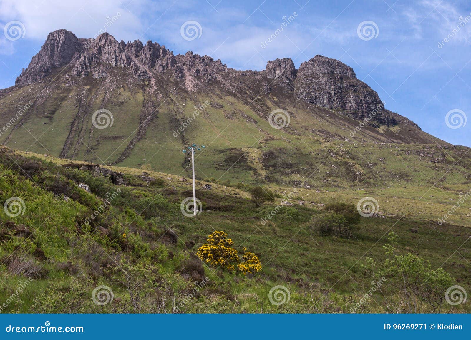 mountain ridge along loch lurgainn in scotland.