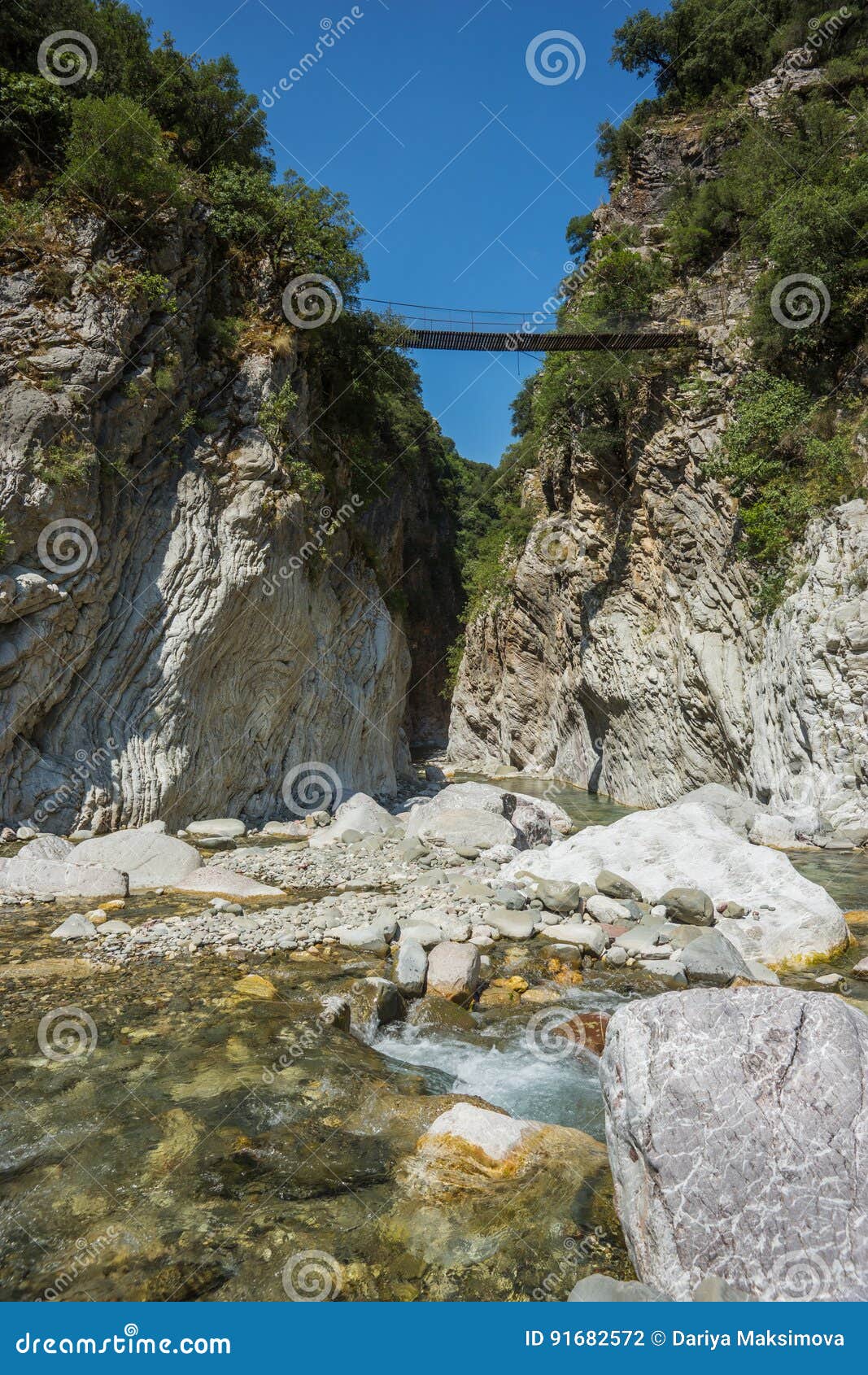 Mountain river gorge near Panta Vrexei in Evritania in Greece