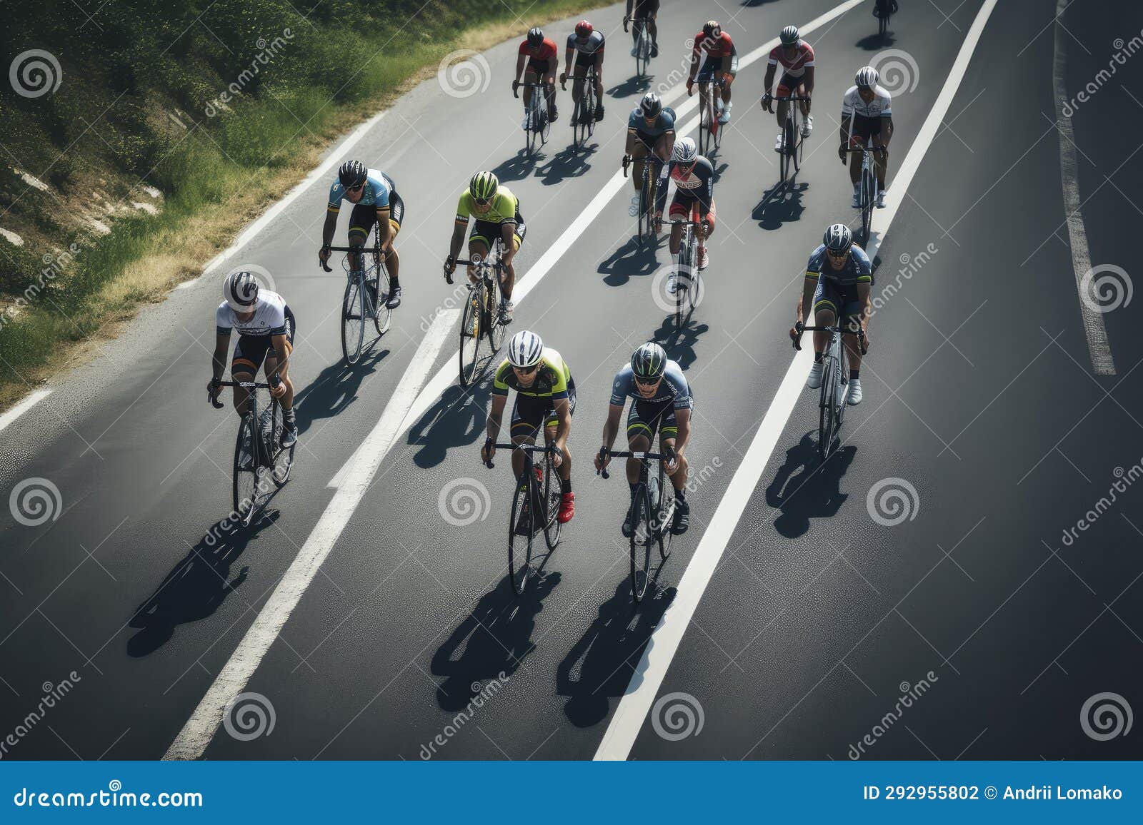 Mountain Road Peloton. Generative AI Stock Illustration