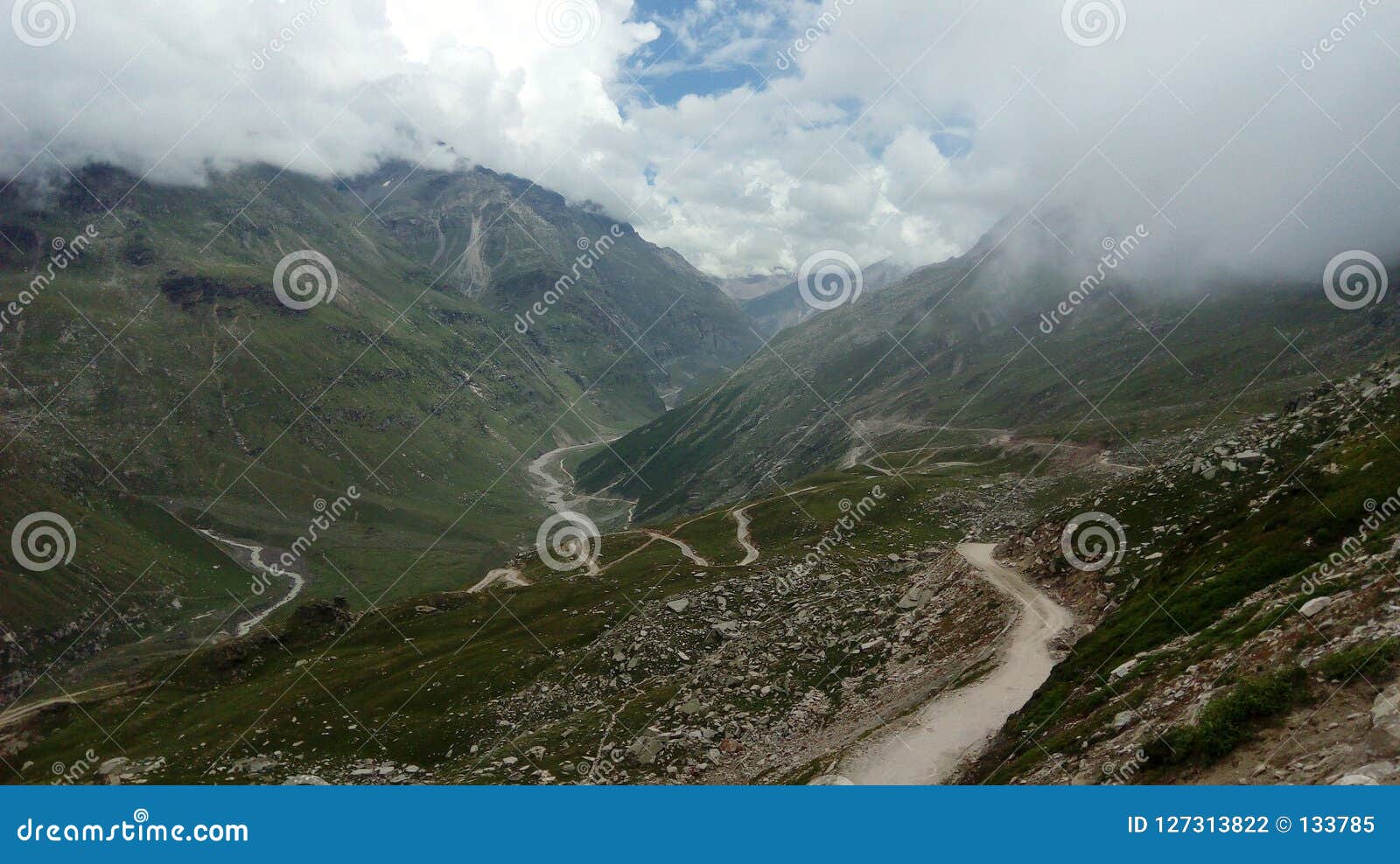 Mountain Road Serpentine from the Valley Stock Photo Image of road