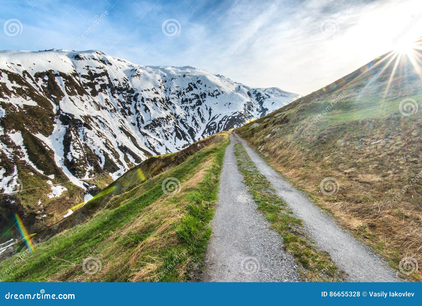 Mountain Road in Swiss Alps Stock Photo Image of grass, beautiful