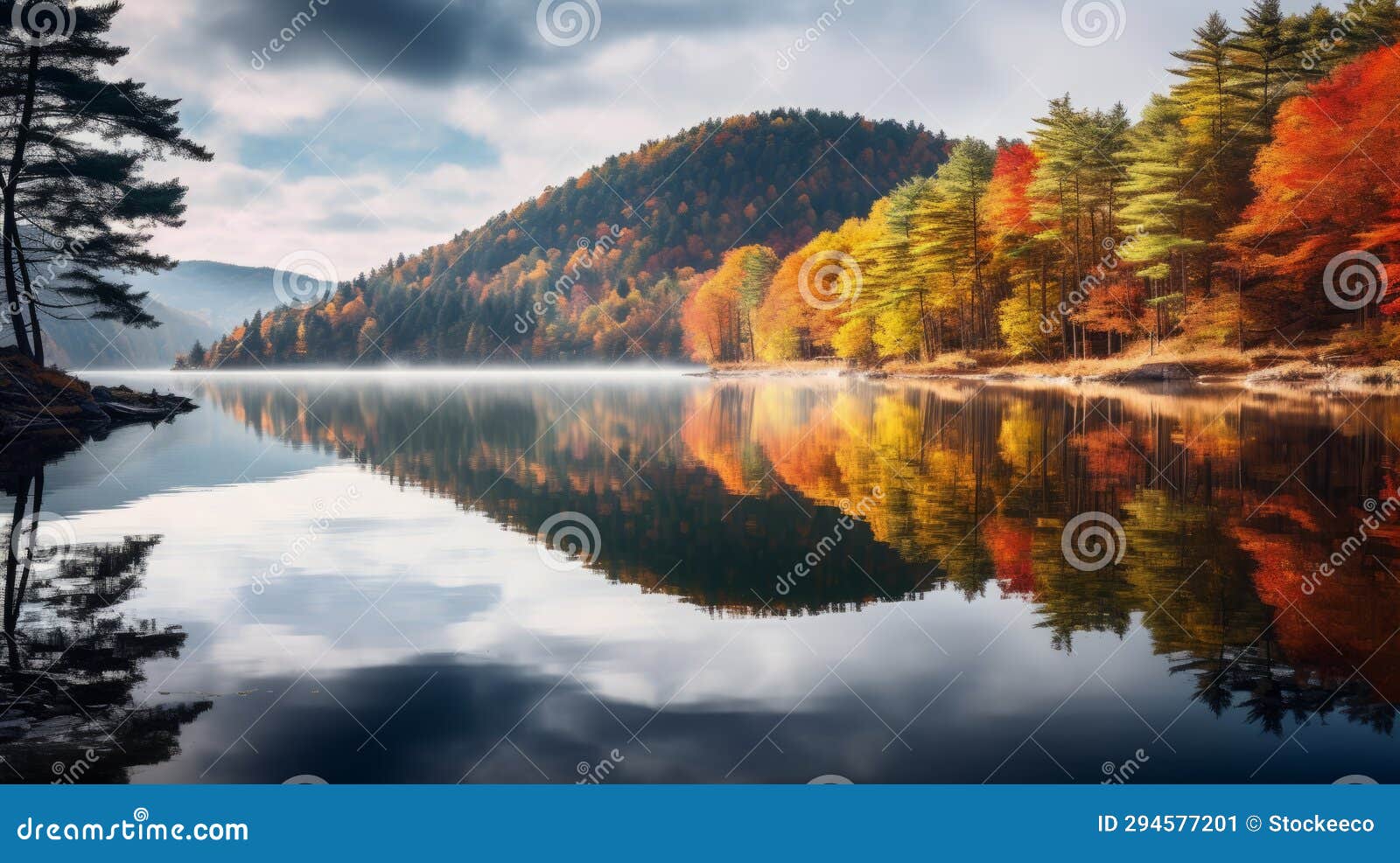 autumn reflections: a stunning 8k resolution lake amidst colorful storytelling