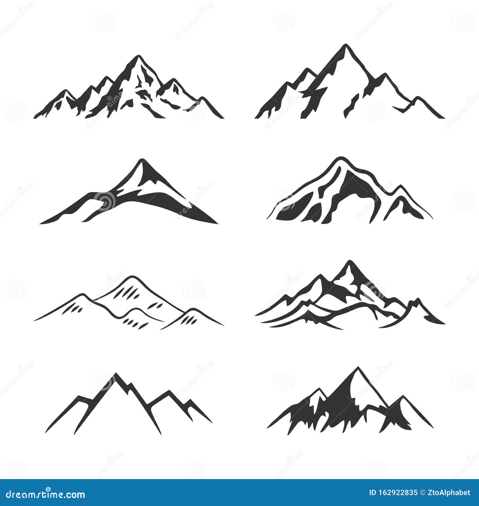 mountain silhouette clipart collection set