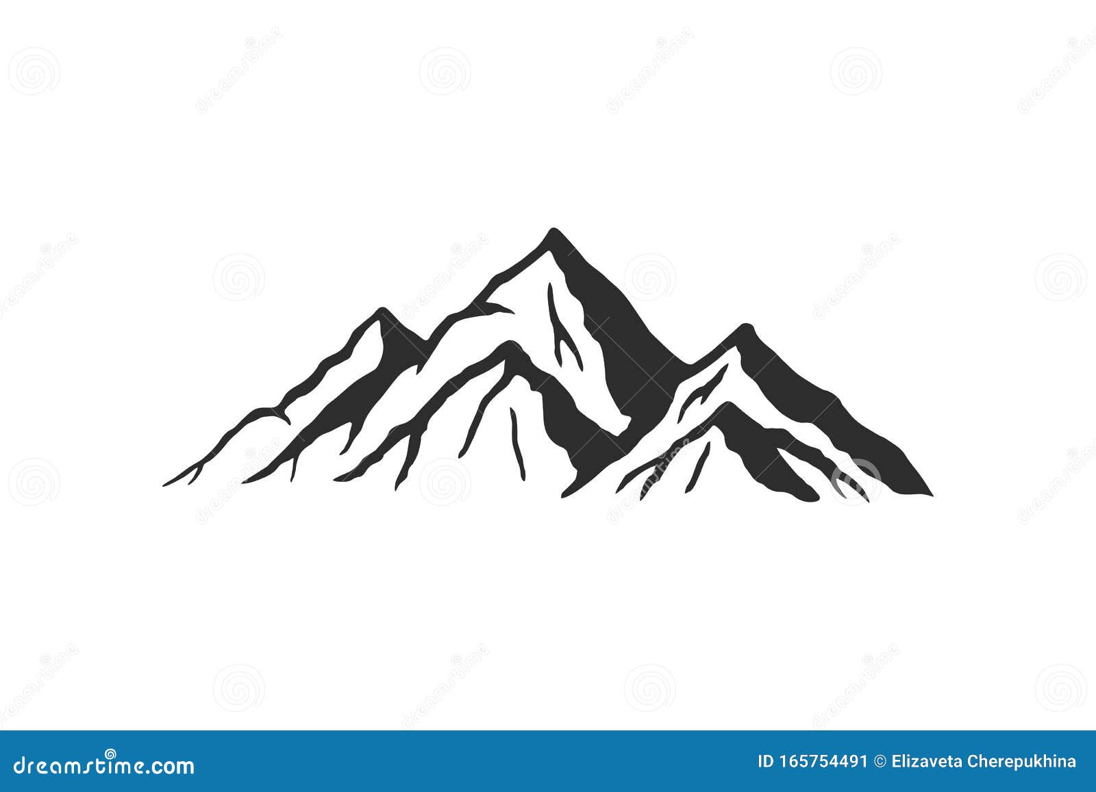 mountain silhouette -  icon. rocky peaks. mountains ranges. black and white mountain icon