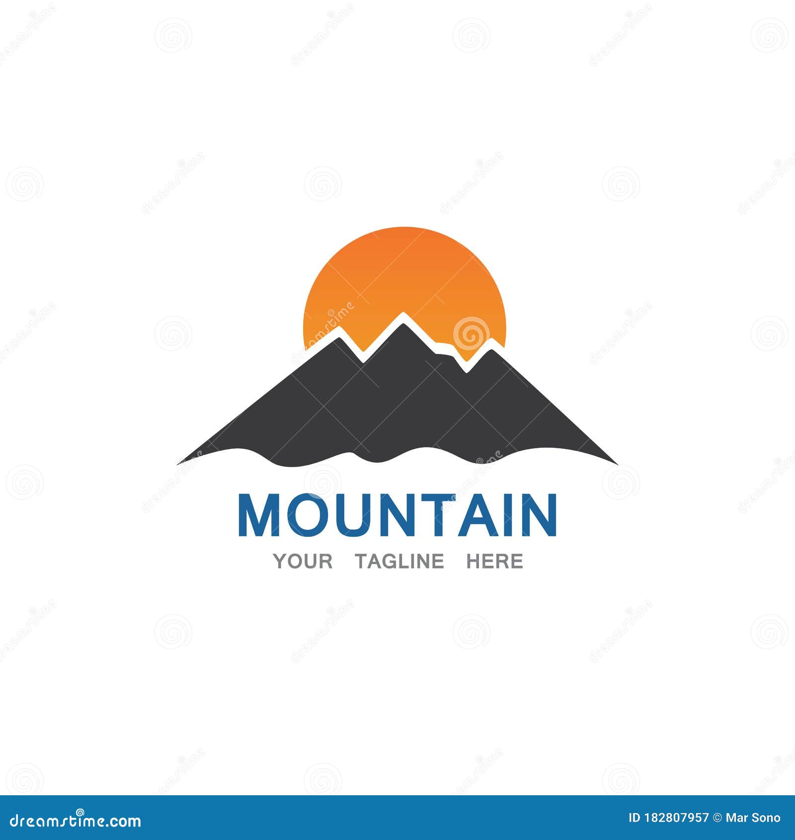 Mountain and Sun Logo Business Template Stock Vector - Illustration of ...