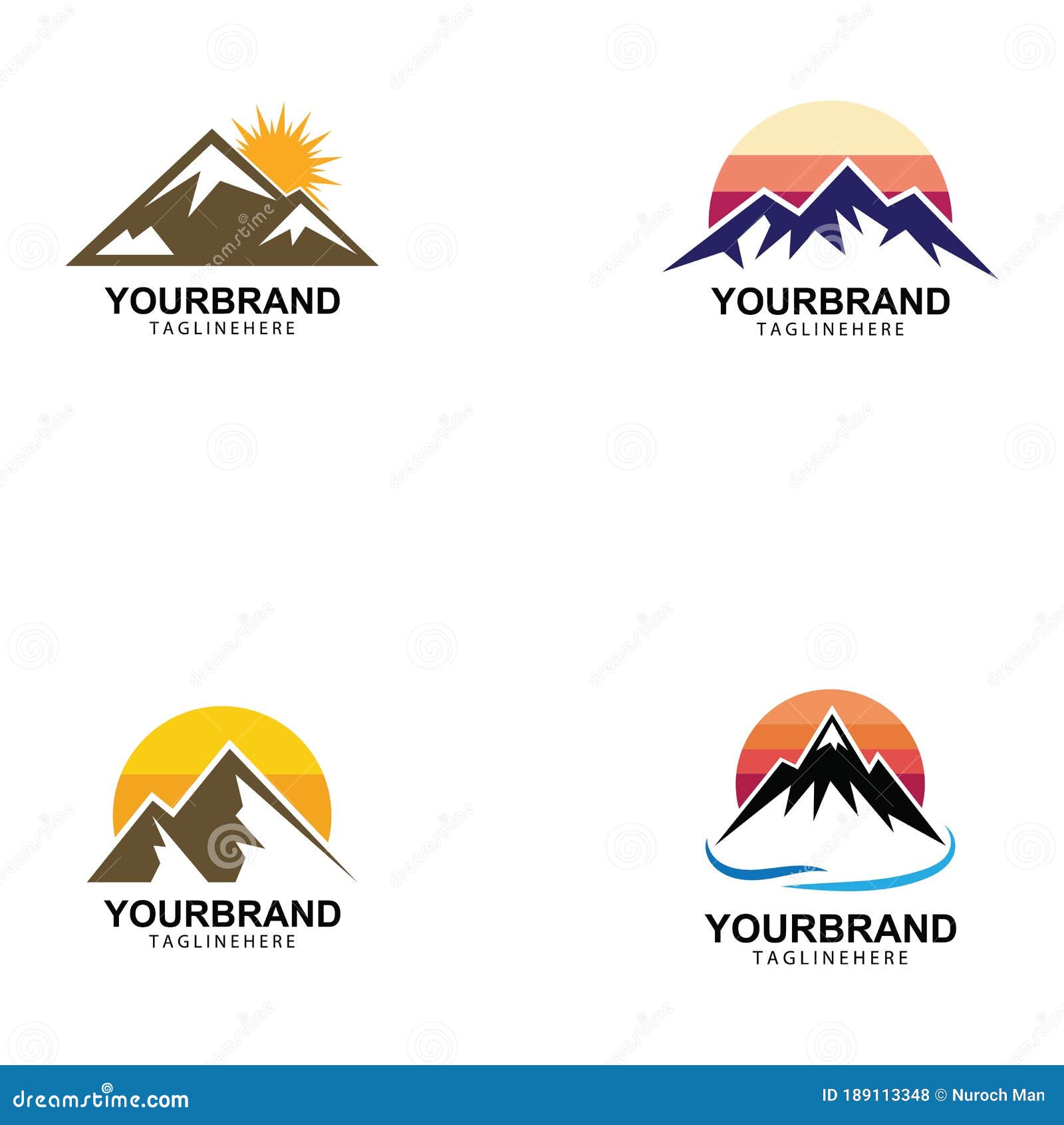 Mountain Sun Logo Design Concept Template Vector. Stock Vector ...