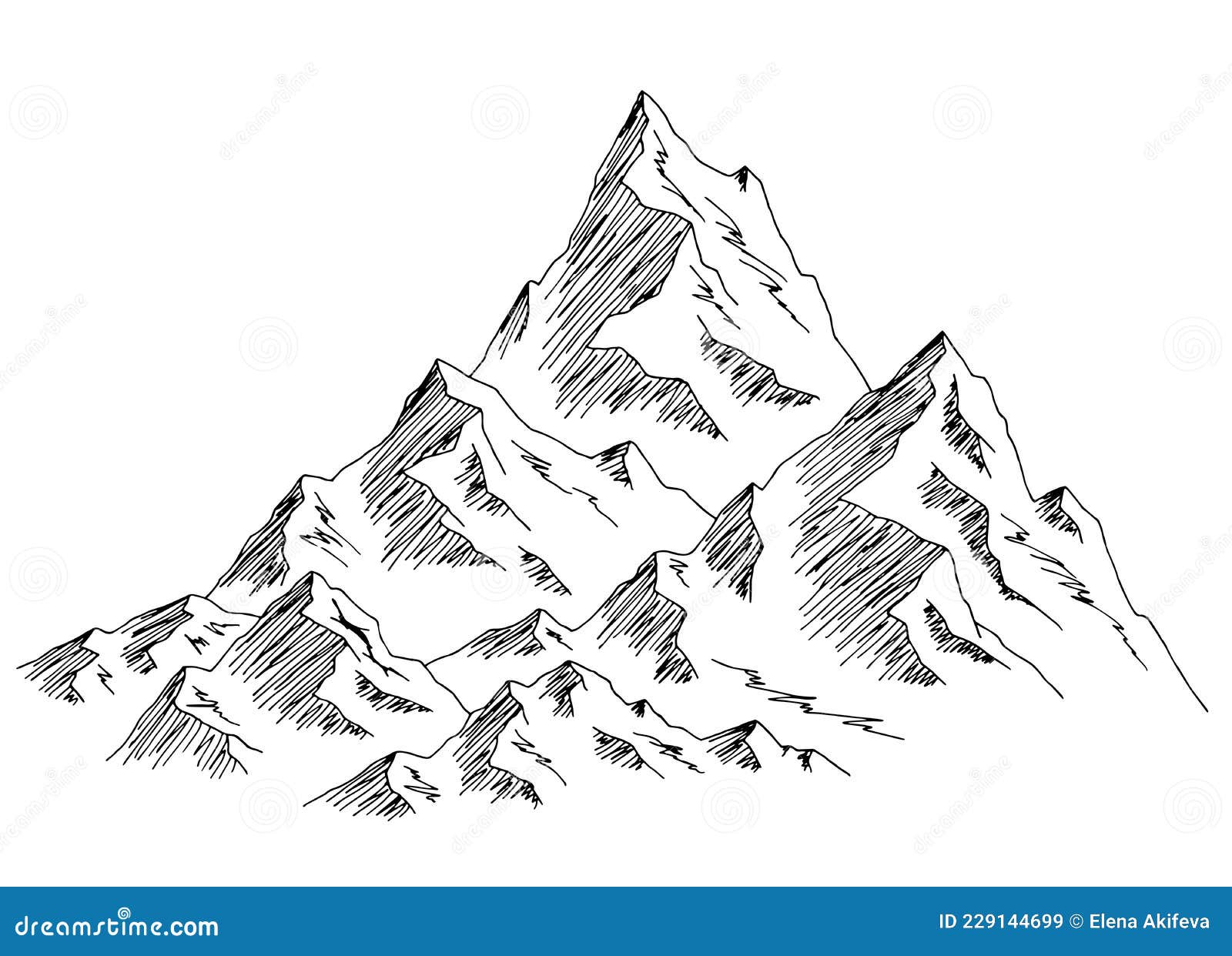 Mountain Top Graphic Black White Isolated Landscape Sketch Illustration ...