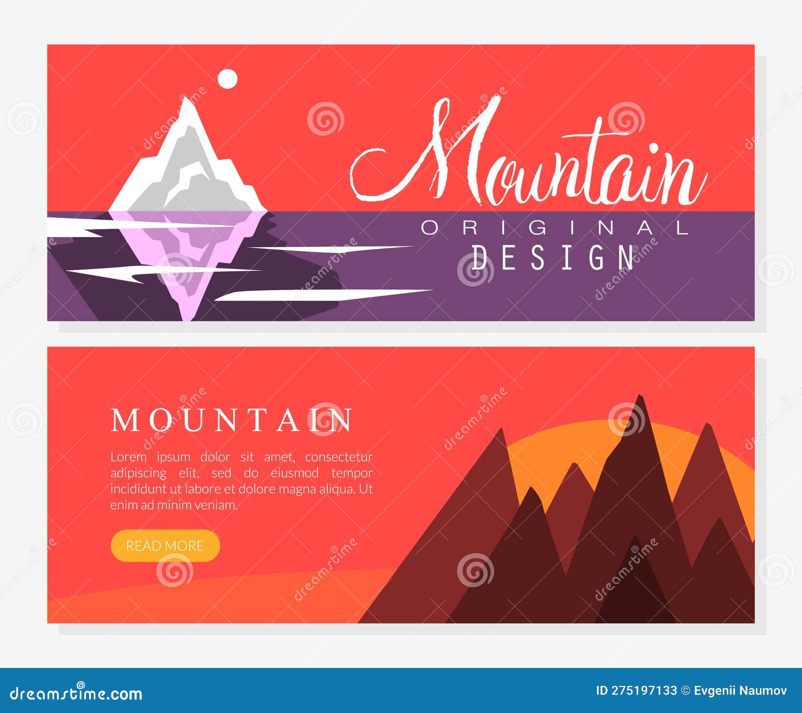 mountain travel banner  with peaky summit  template