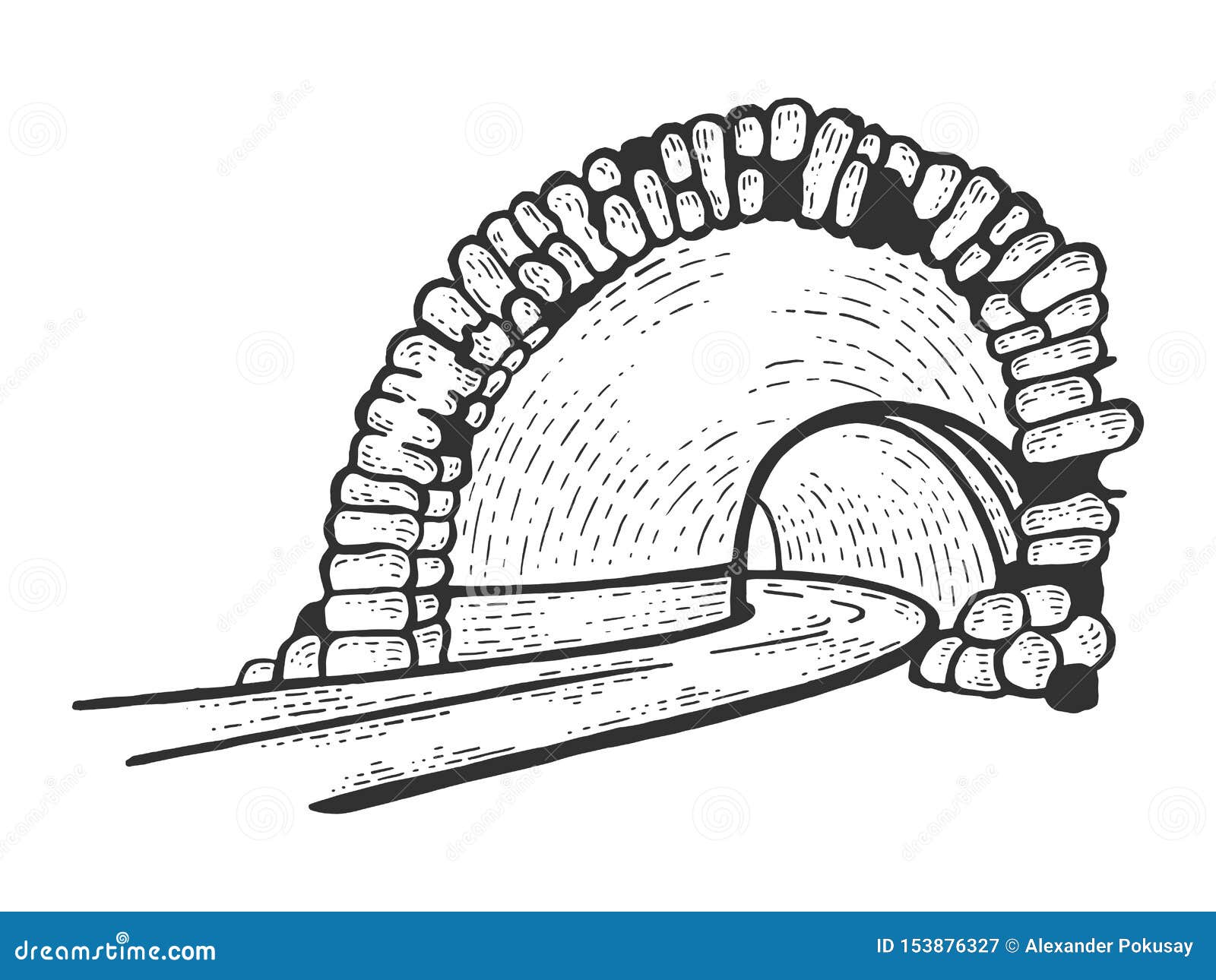 Mountain Tunnel Road Sketch Vector Stock Vector - Illustration of ...