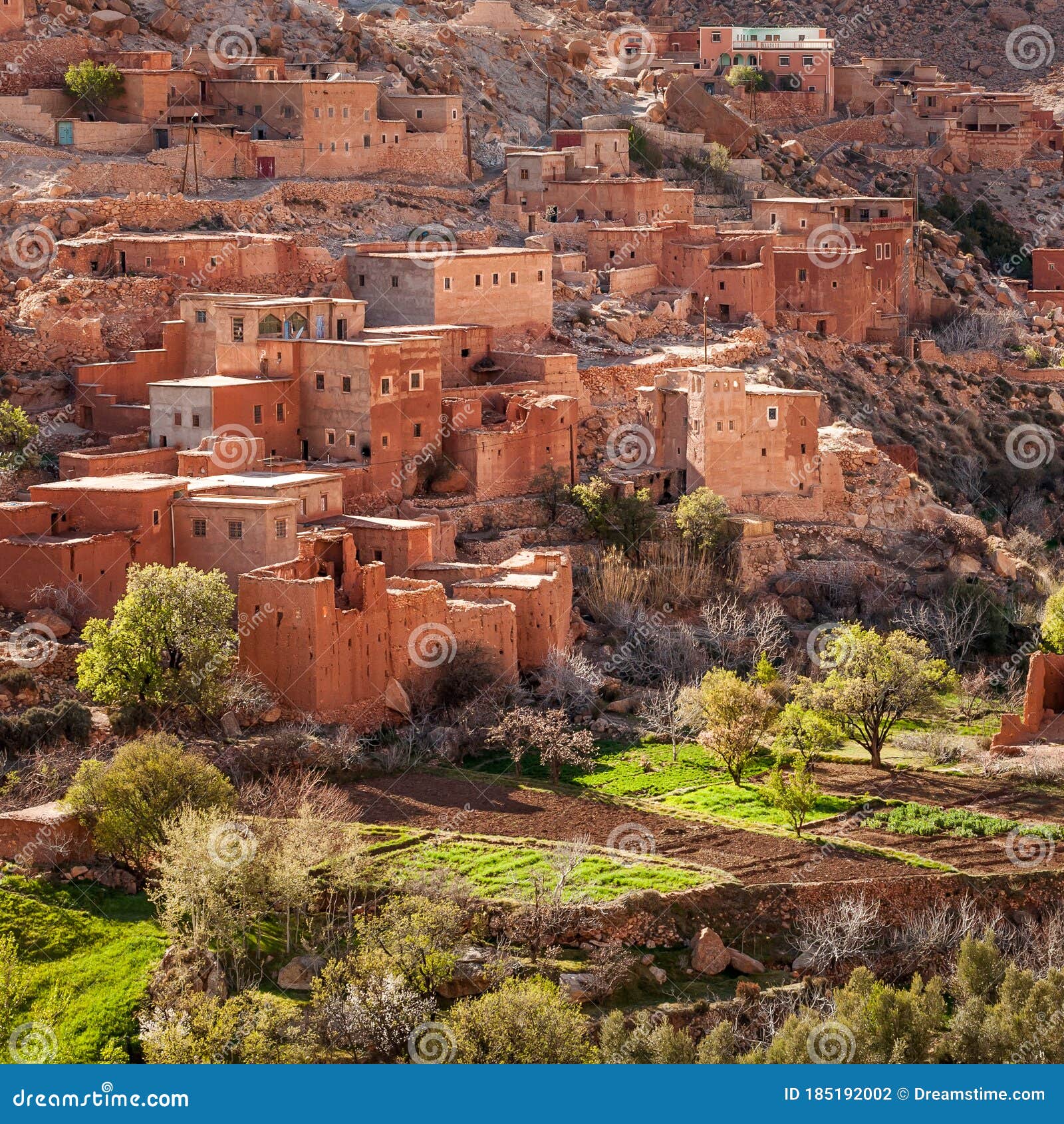 mountain village with houses in morocco